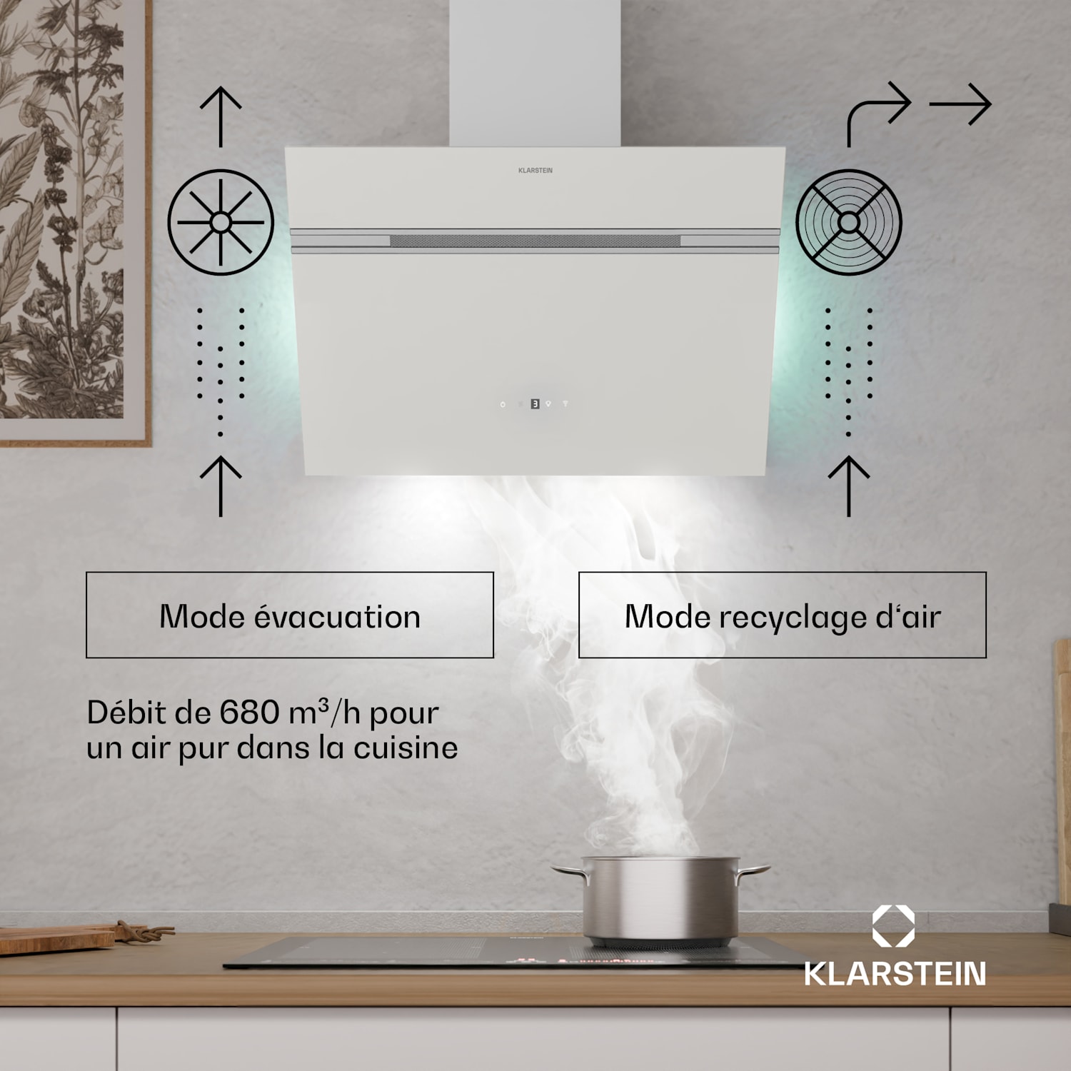 Alina afzuigkap | 60 cm | 680 m³/h | stil | EEK A 