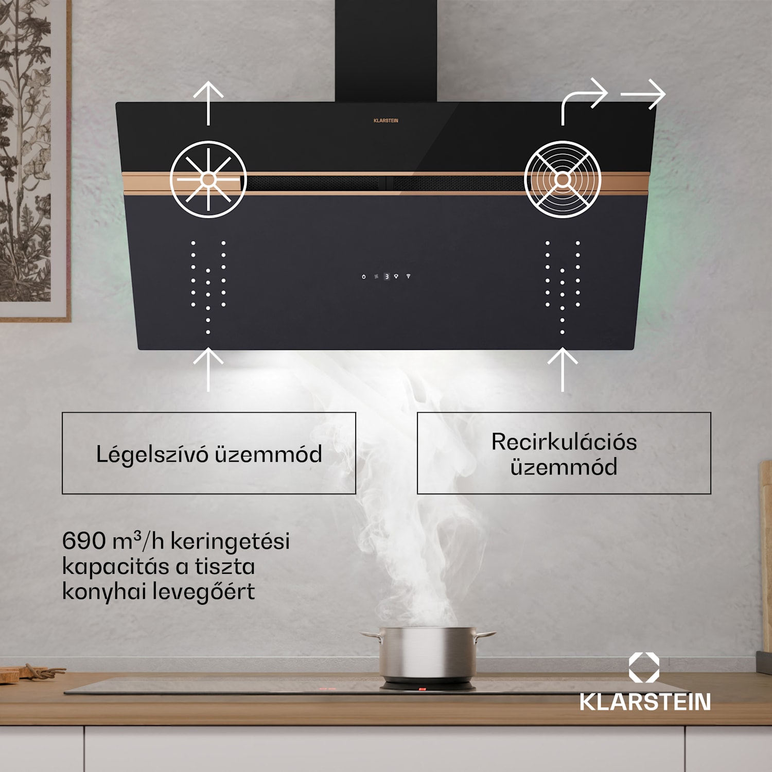 Alina páraelszívó, 90 cm, 690 m³/h, Csendes, EEK A++ 