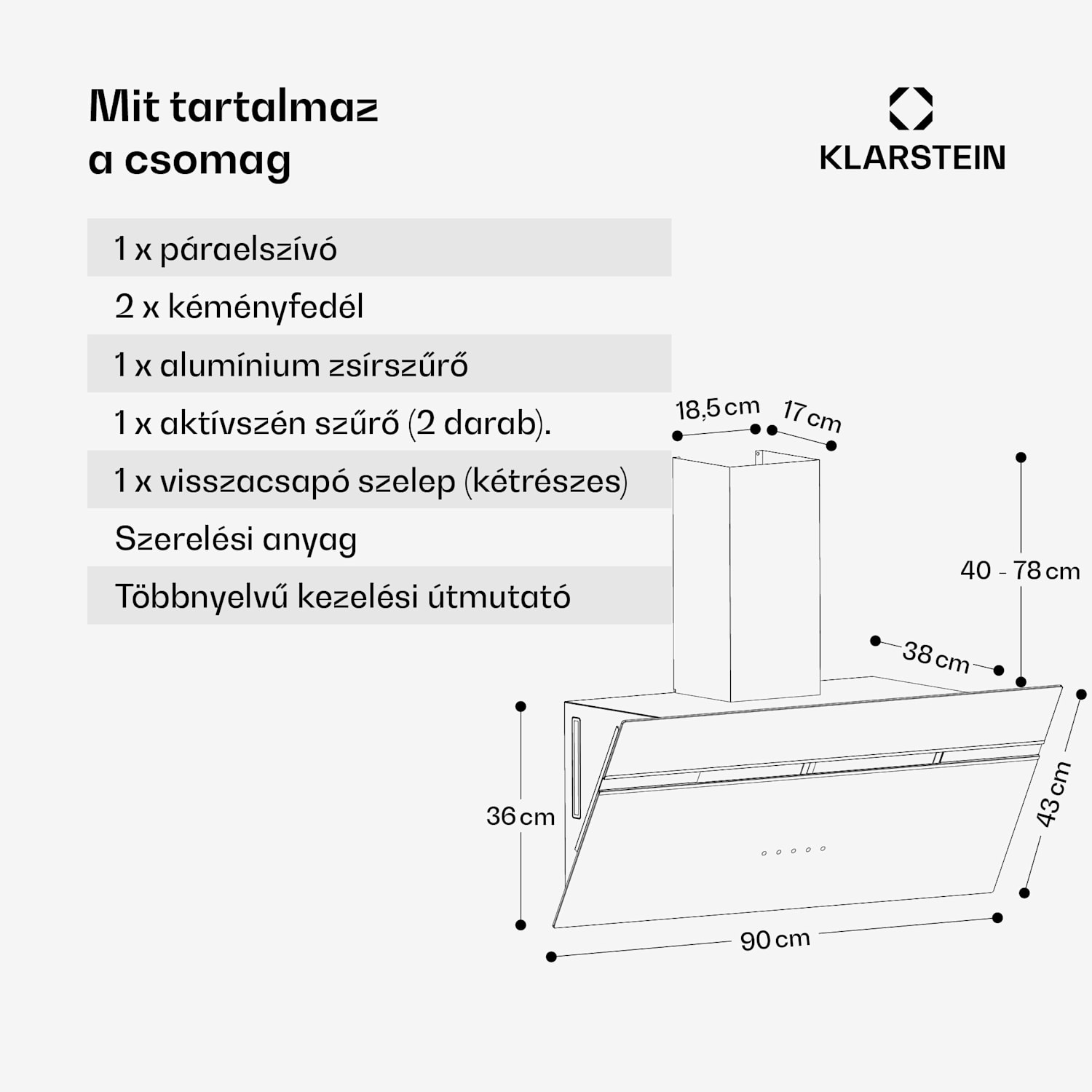 Alina páraelszívó, 90 cm, 690 m³/h, Csendes, EEK A++ 
