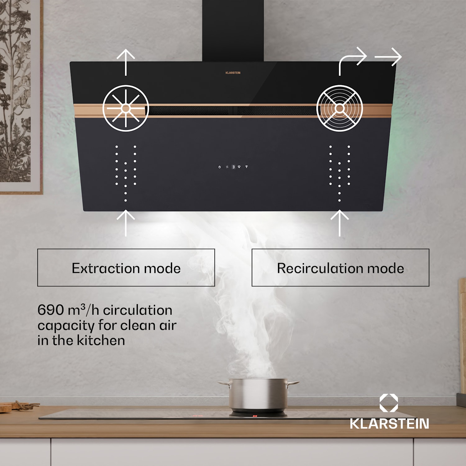 Alina afzuigkap | 90 cm | 690 m³/h | stil | EEK A 