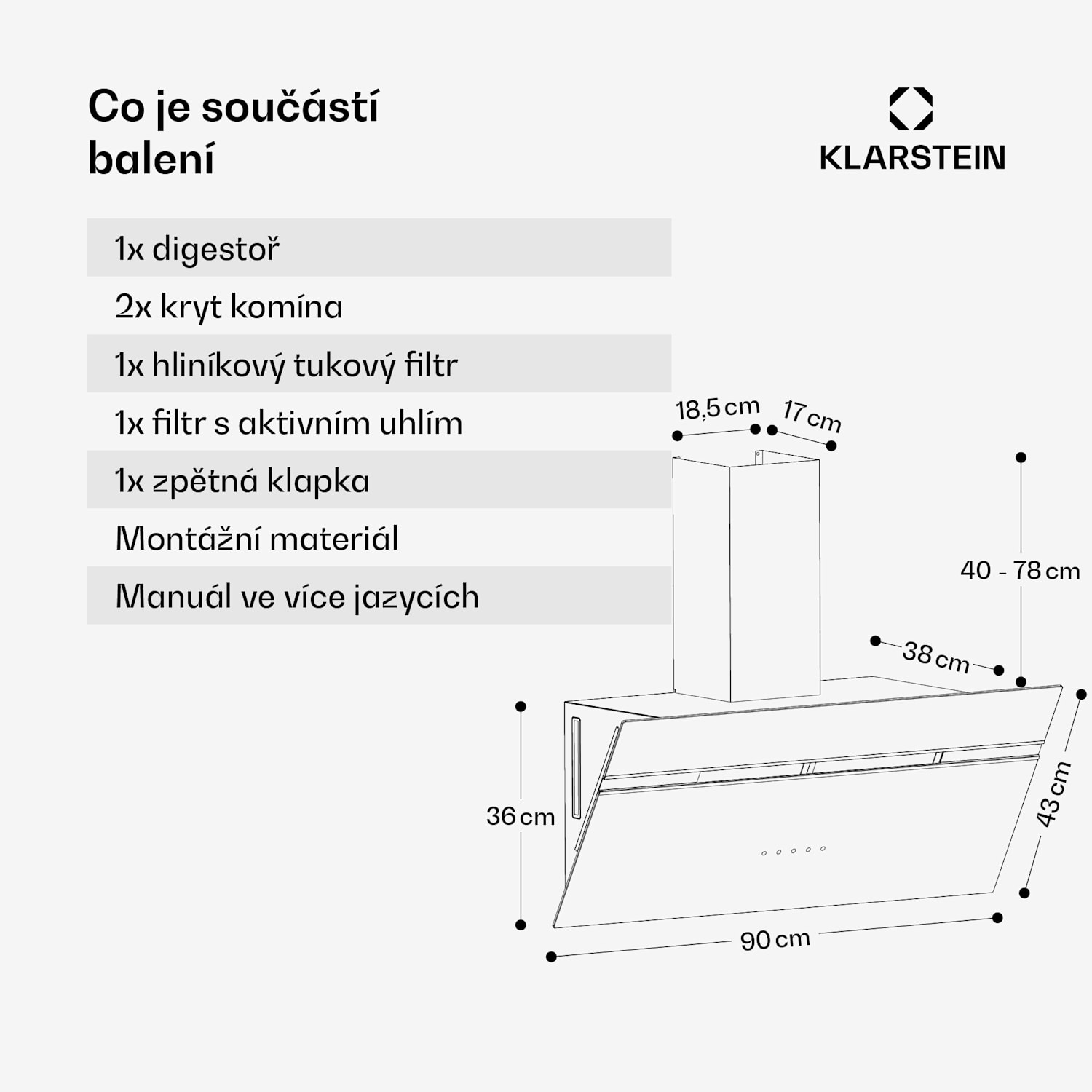 Alina digestoř, 90 cm, 690 m³/h, Tichá, EEK A 