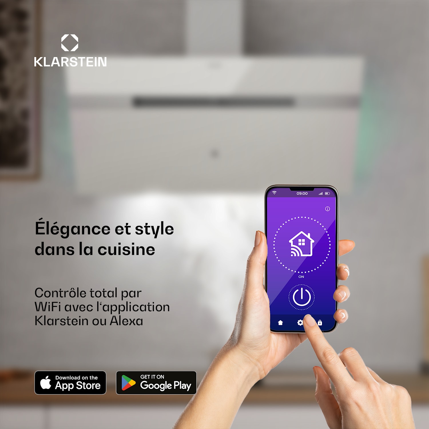 Alina hotte de cuisine | 90 cm | 690 m³/h | Silencieuse | CEE A++ 