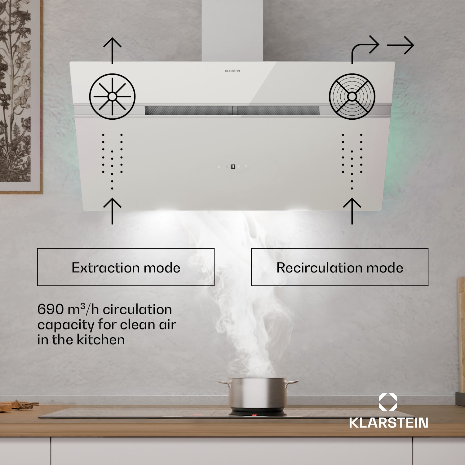 Alina liesituuletin | 90 cm | 690 m³/h | Hiljainen | Energiatehokkuusluokka A++ 