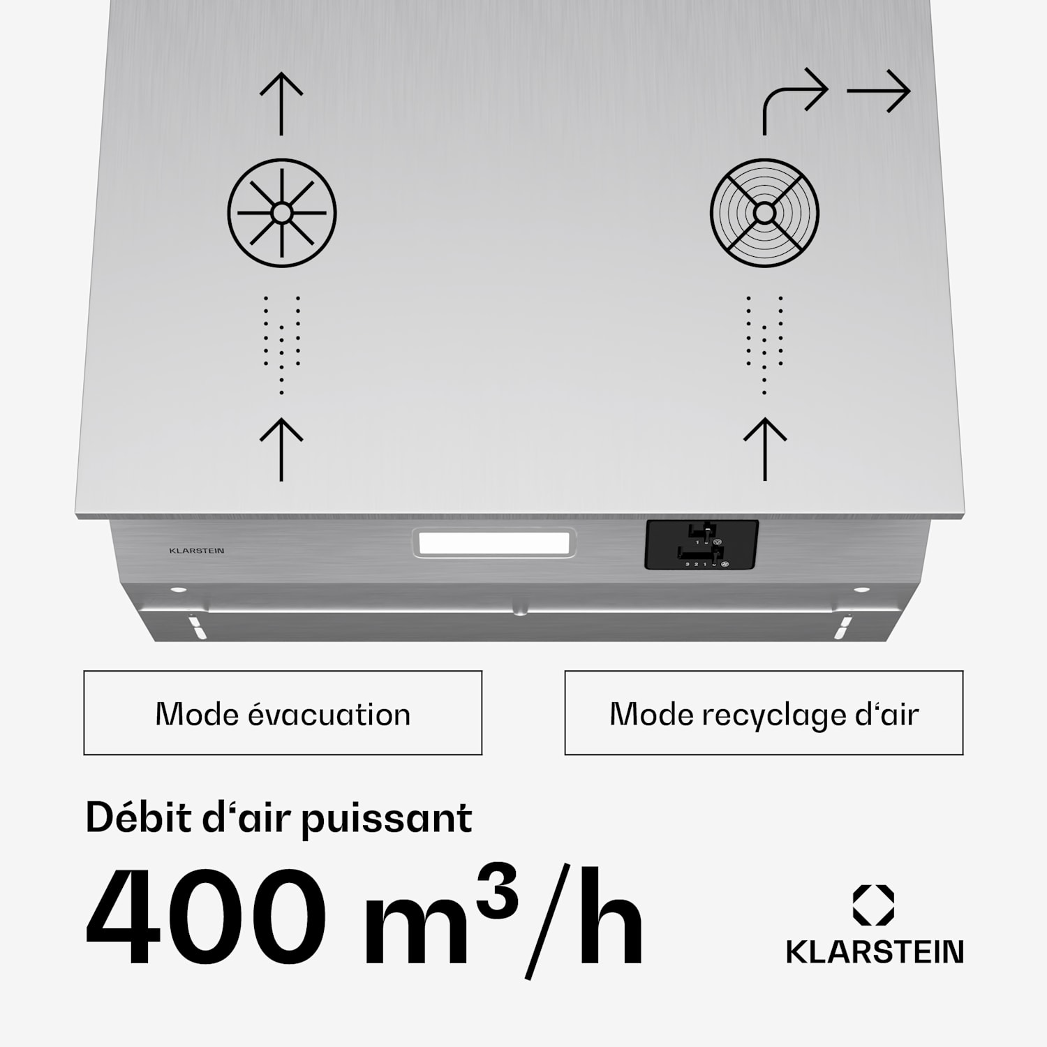 Swift Square afzuigkap | inbouwkap | 402 m³/h | EEK C | afvoer/circulatie | led 60 cm | Zilver Metallic