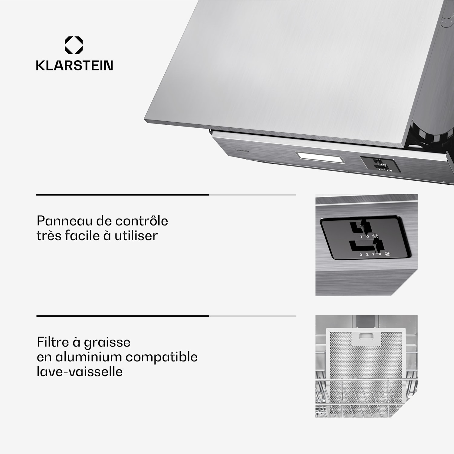 Swift Square afzuigkap | inbouwkap | 402 m³/h | EEK C | afvoer/circulatie | led 60 cm | Zilver Metallic