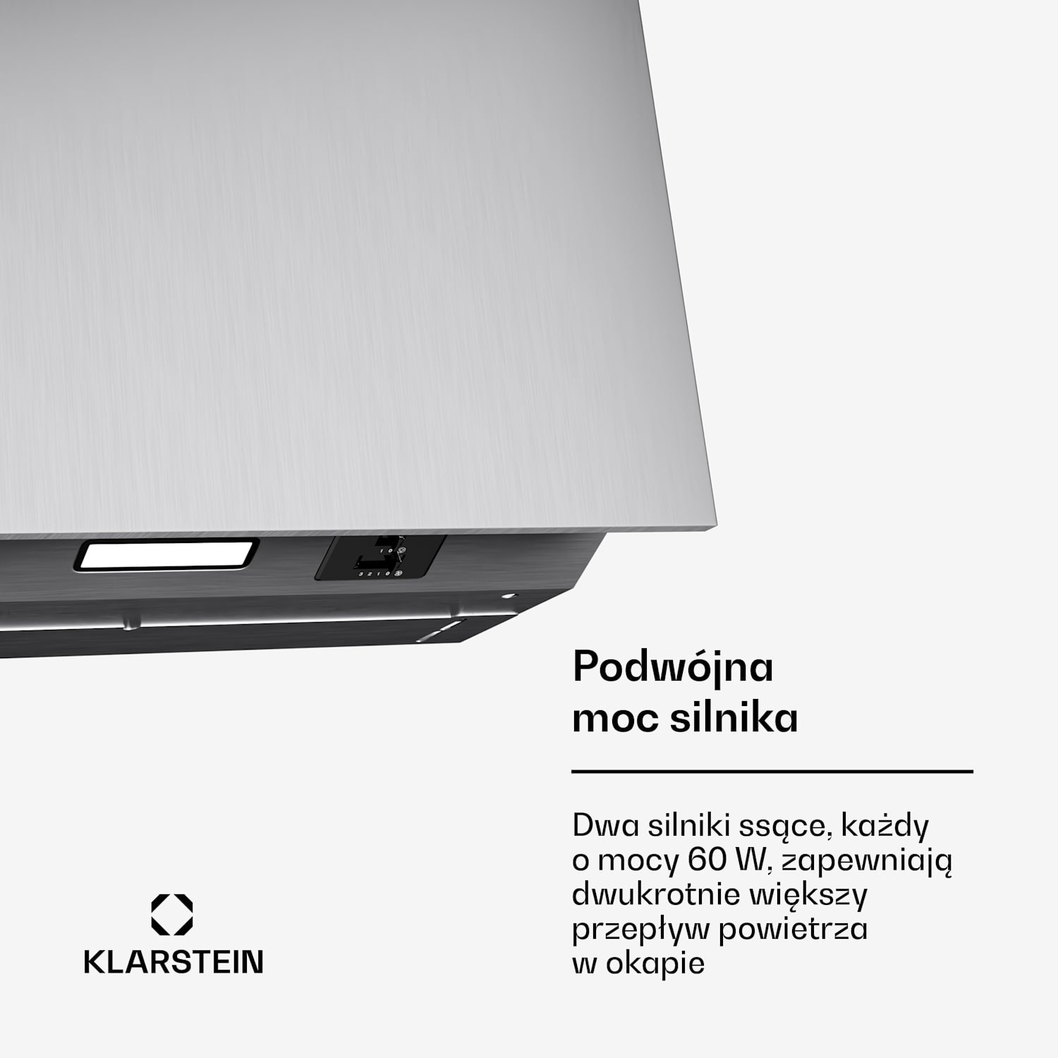 Swift Square okap kuchenny do zabudowy, okap skośny, 402 m³/h, klasa energetyczna C, tryb wyciągu/pochłaniacza, LED 60 cm | Srebrny Metal