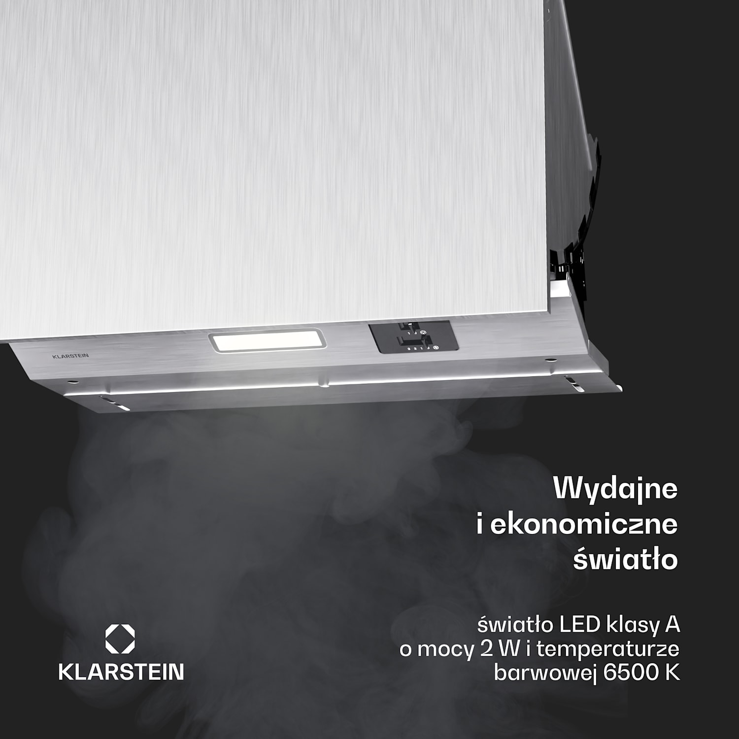 Swift Square okap kuchenny do zabudowy, okap skośny, 402 m³/h, klasa energetyczna C, tryb wyciągu/pochłaniacza, LED 60 cm | Srebrny Metal
