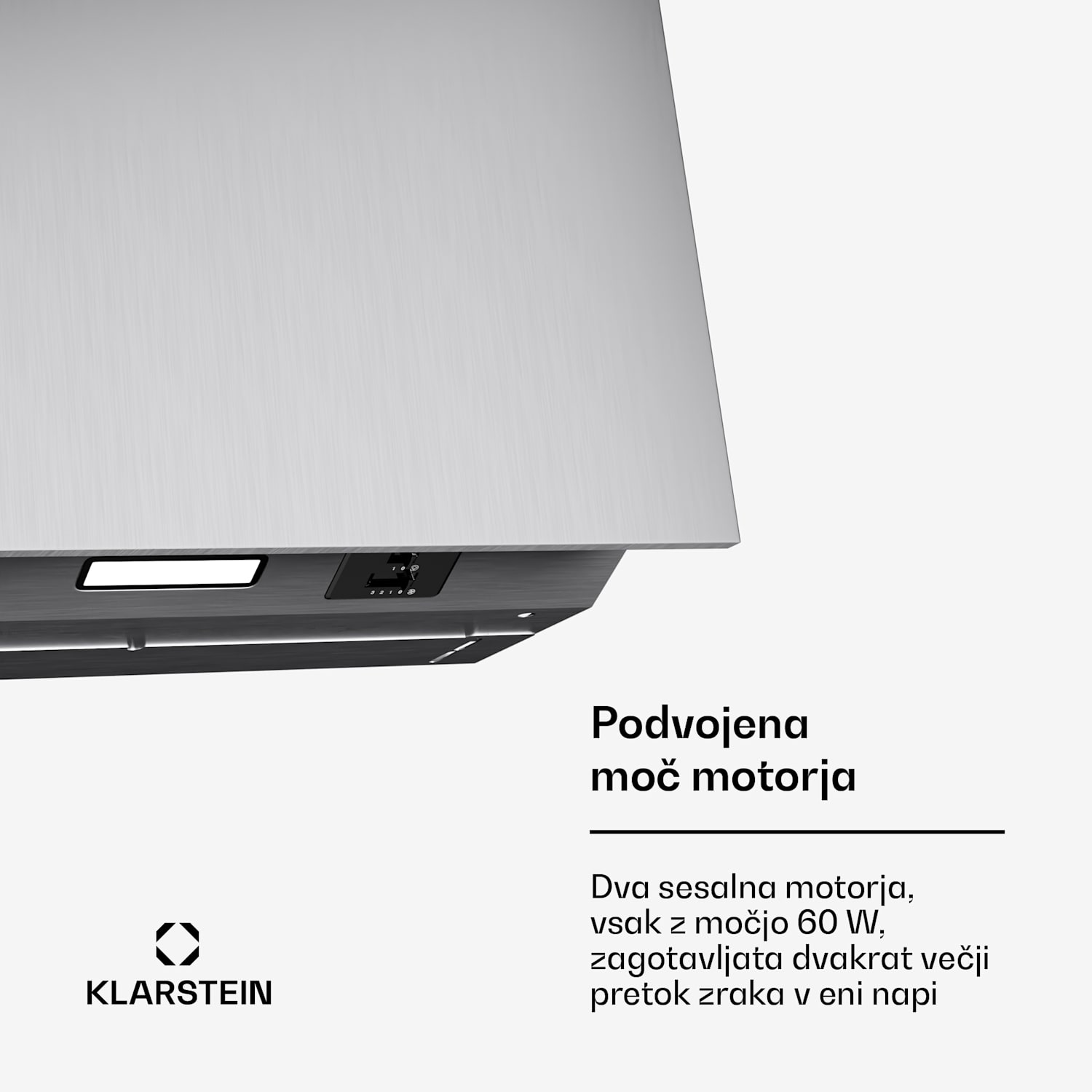 Swift square kuhinjska napa, vgradna napa, 402 m³/h, EEK C, Ekstrakcija/Recirkulacija, LED diode 60 cm | Srebrna kovinska barva