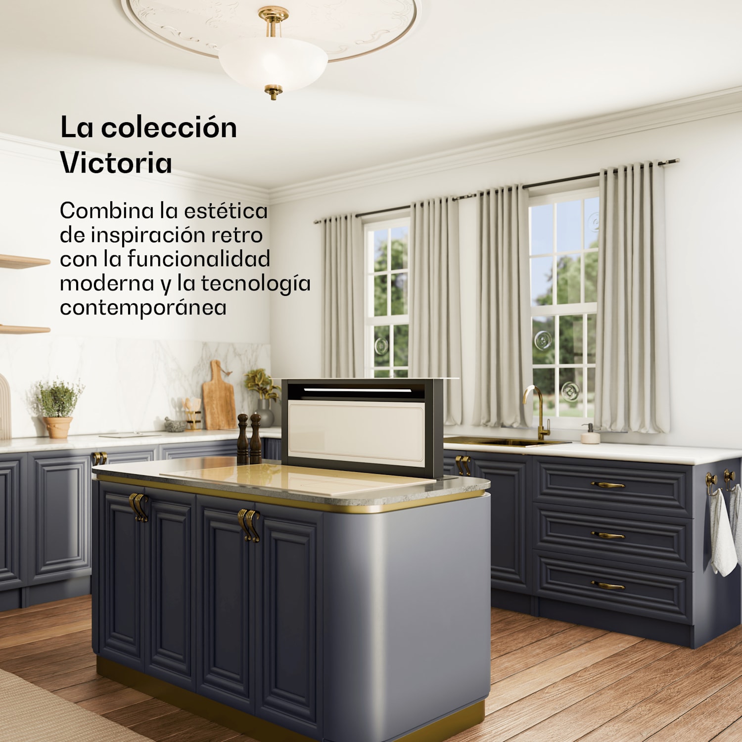 Campana extractora Victoria | 90 cm | A++ | 3 niveles | hasta 713,8 m³/h | 120 W 90 cm | Crema