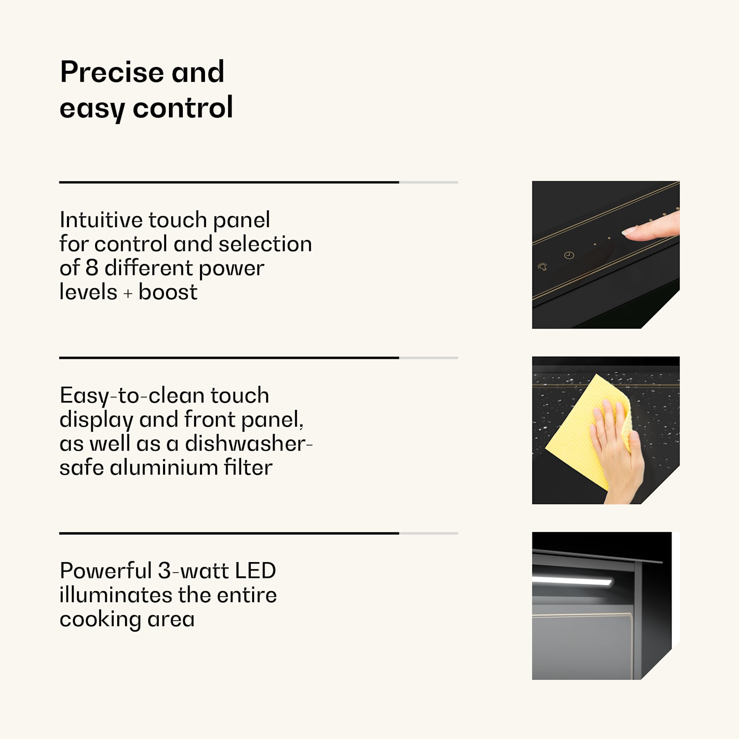 Exaustor Victoria Downdraft | 90 cm | A++ | 3 níveis | até 713,8 m³/h | 120 W 90 cm | Preto