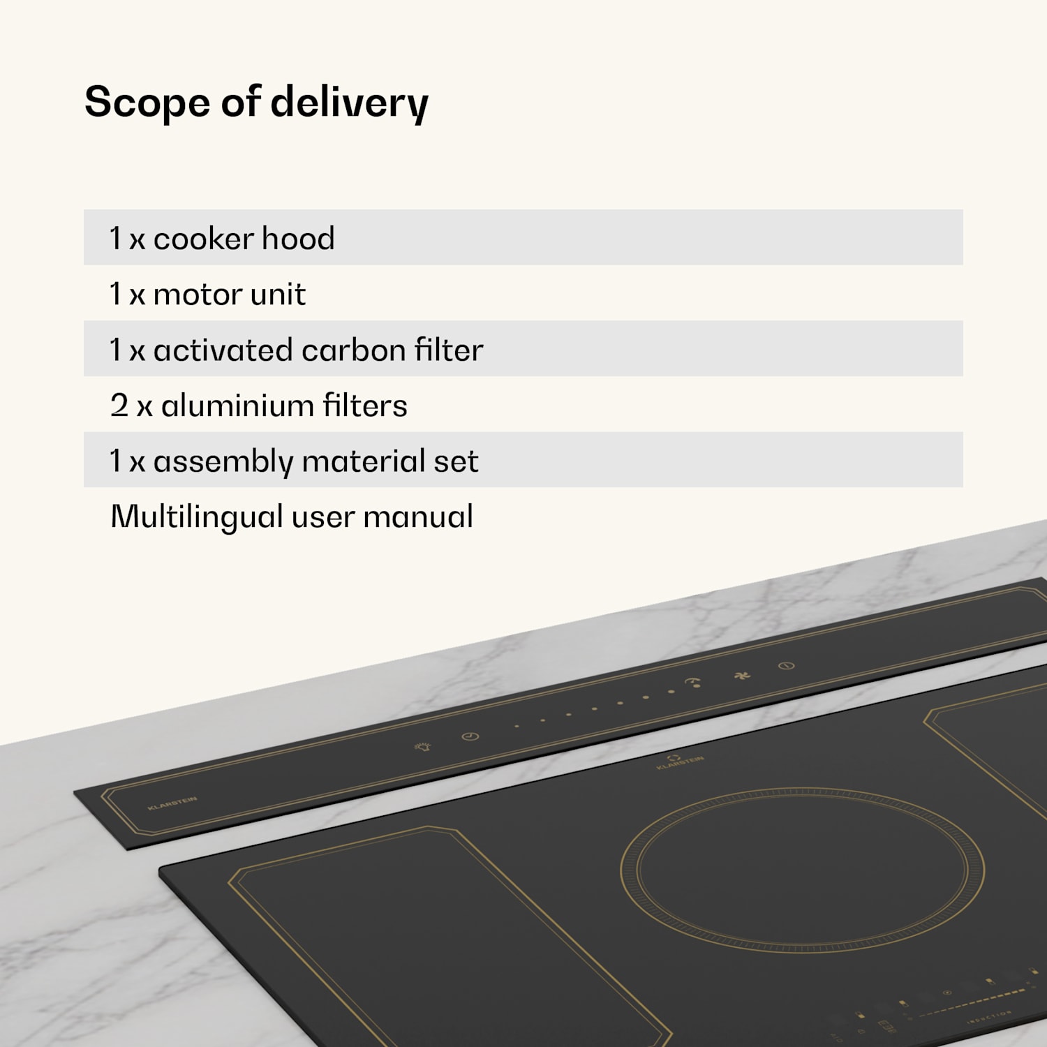 Exaustor Victoria Downdraft | 90 cm | A++ | 3 níveis | até 713,8 m³/h | 120 W 90 cm | Preto