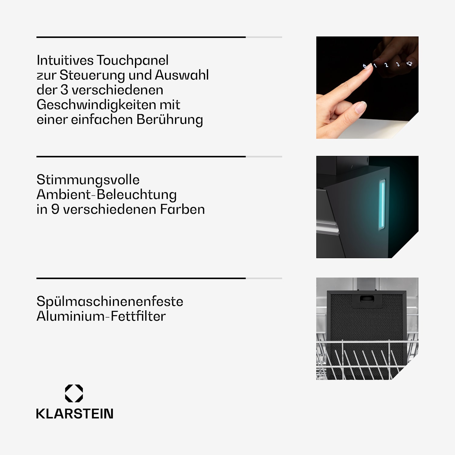 Alina - Cappa aspirante | 40 cm | 570 m³/ora | Silenziosa | Classe energetica A 