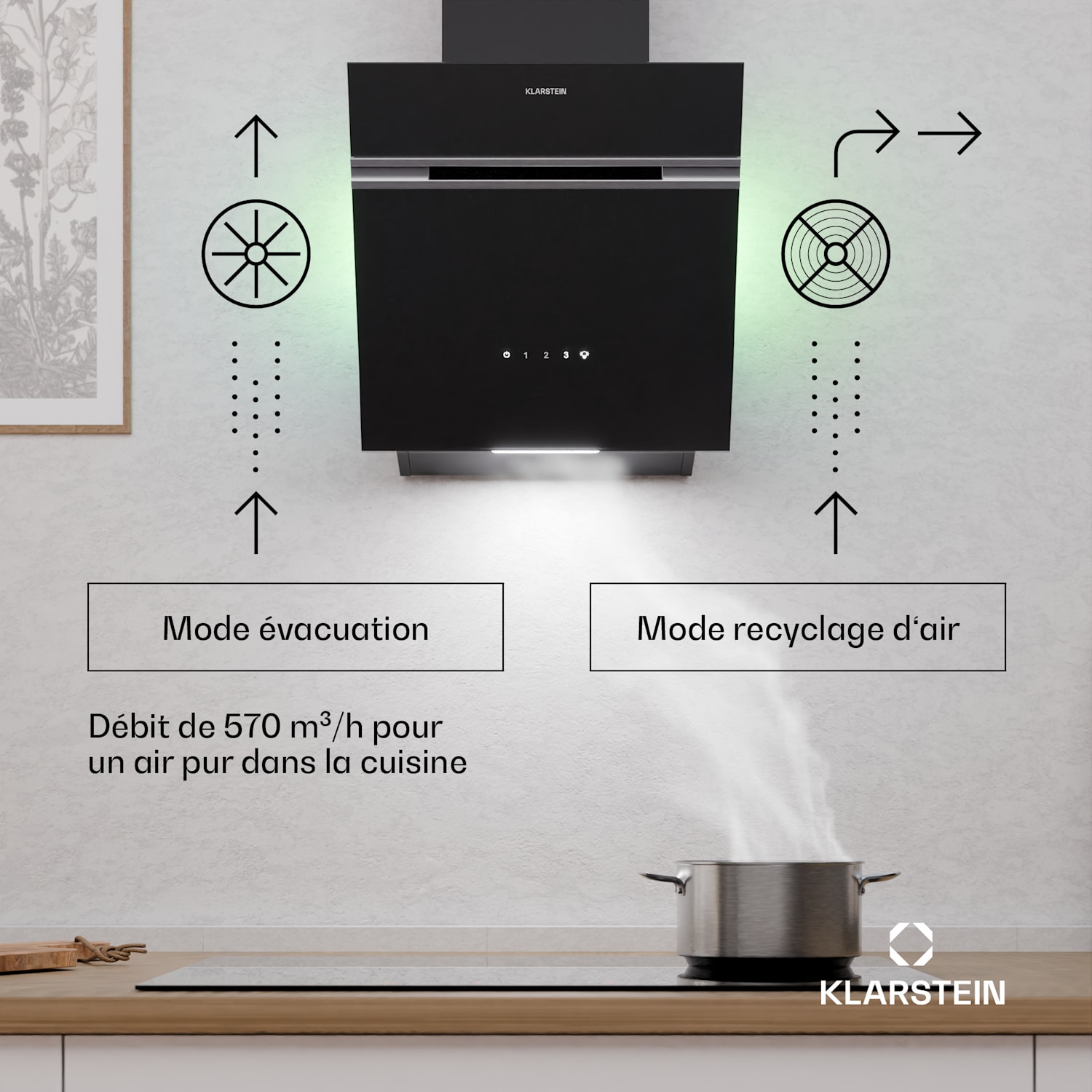 Alina afzuigkap | 40 cm | 570 m³/h | stil | EEK A 