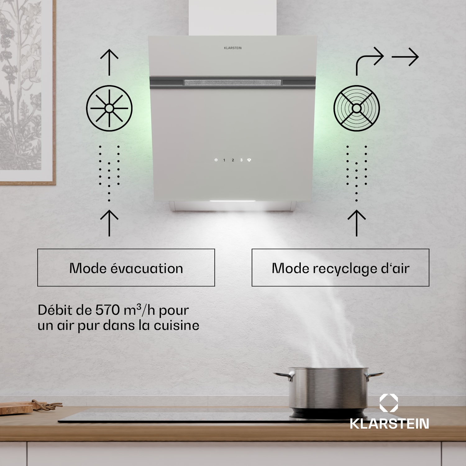 Alina hotte de cuisine | 40 cm | 570 m³/h | Silencieuse | CEE A 