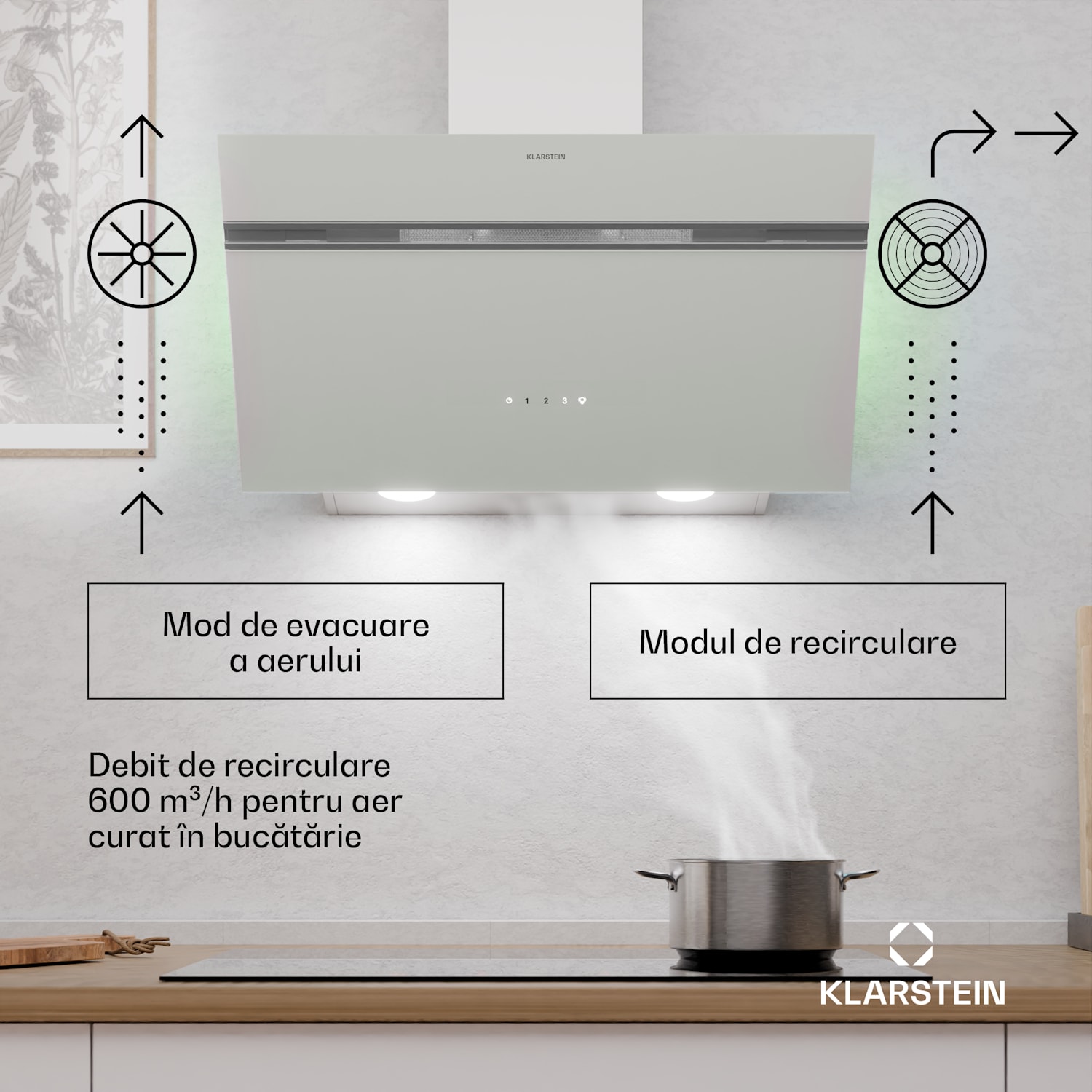 Alina hotă, 70 cm, 600 m³/h, Silențioasă, EEC A 