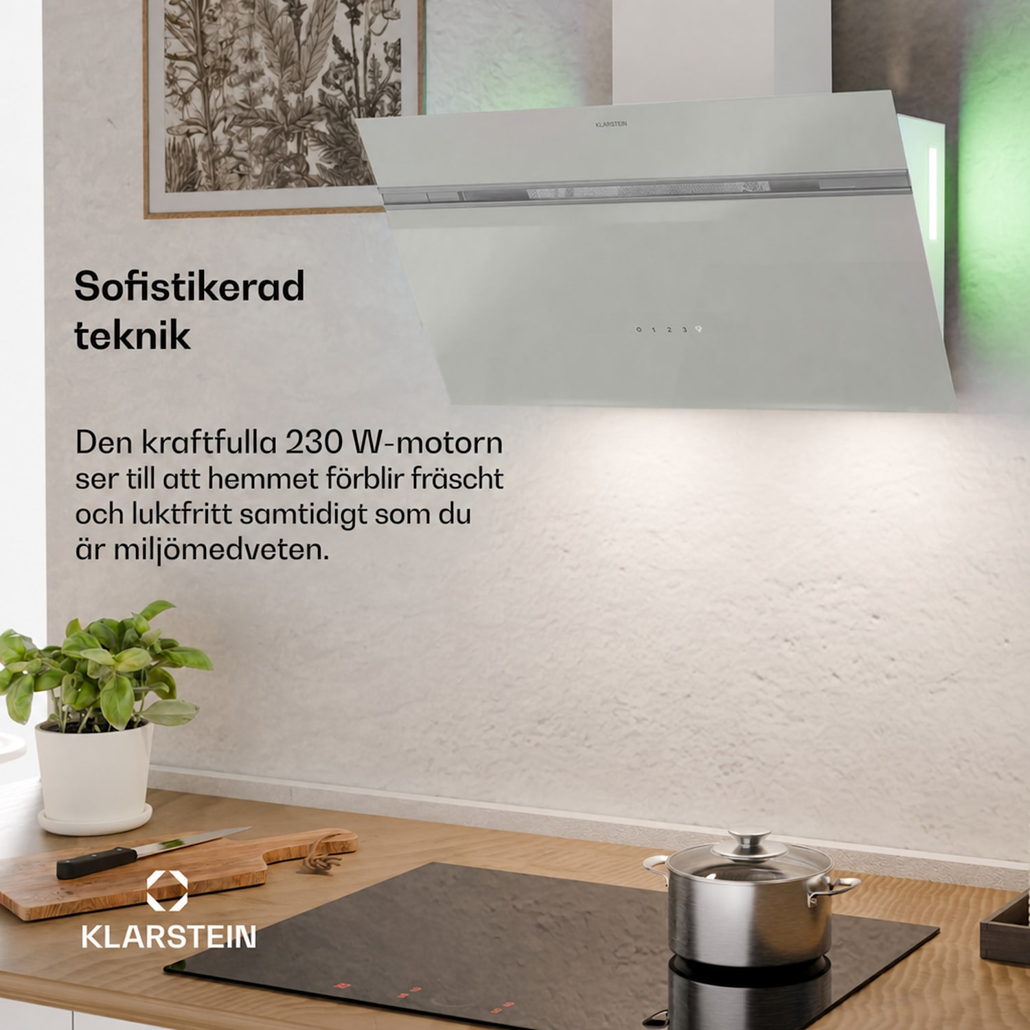 Alina fläktkåpa | 70 cm | 600 m³/h | Tyst | EEK A 70 cm | Nej | Vit | Silver