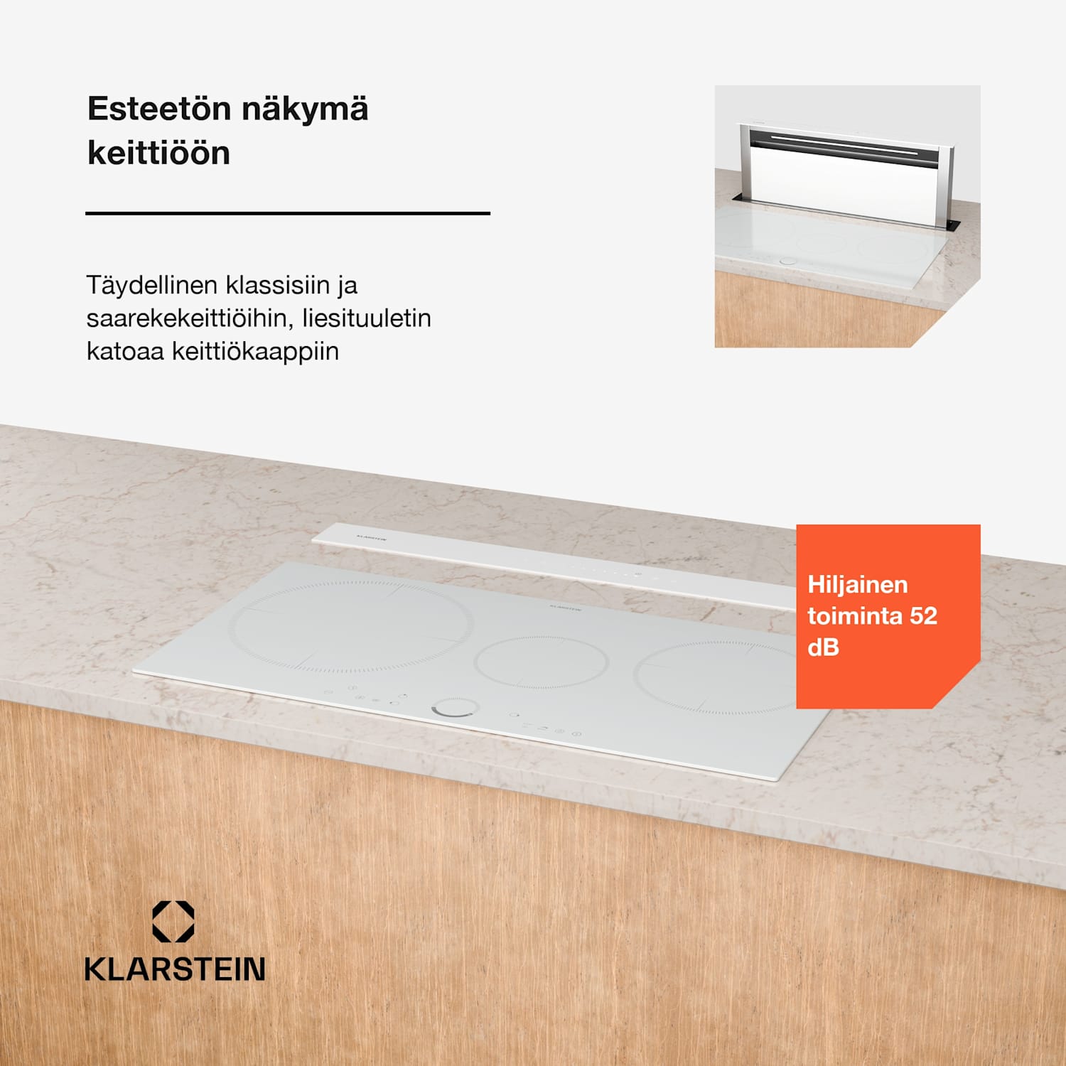 Royal Flush Eco-liesituuletin | upotettava | 714 m³/h | turbo | kosketusohjaus | energiatehokkuusluokka A++ 90 cm | Valkoinen | Hopea