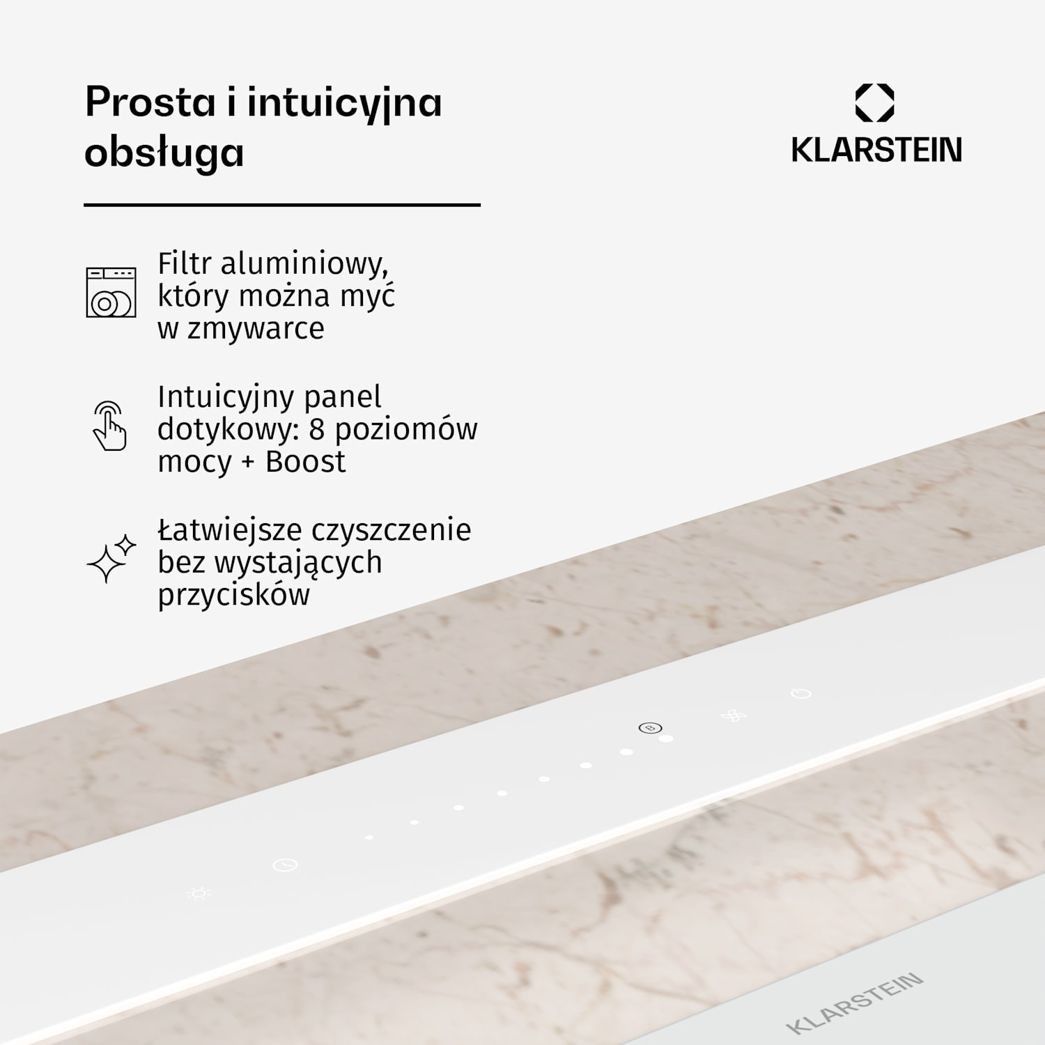 Royal Flush Eco okap blatowy, wysuwany, 714 m³/h, Boost, sterowanie dotykowe, klasa energetyczna A++ 90 cm | Biały | Srebrny
