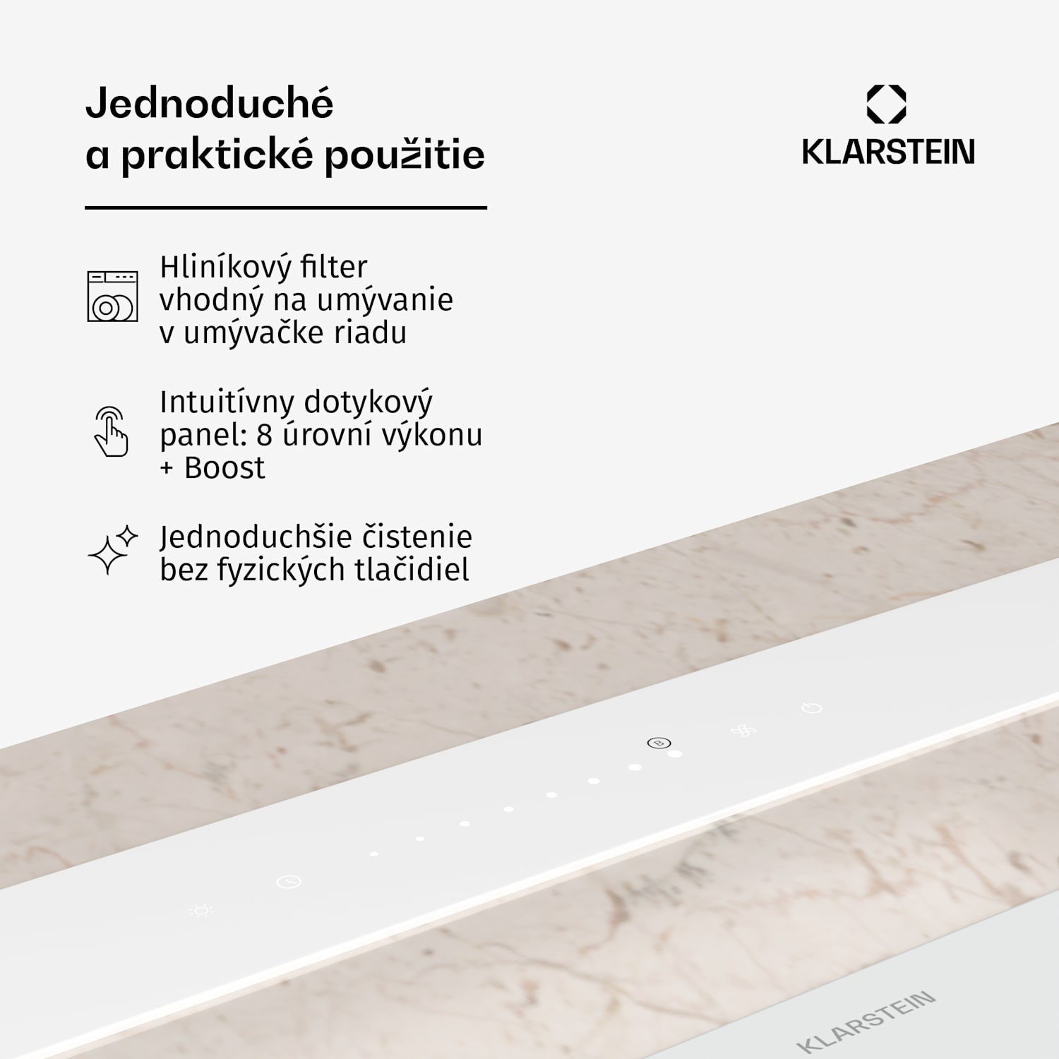 Royal Flush Eco digestor, Výsuvný, 714 m³/h, Boost, Dotykové ovládanie, EEK A++ 90 cm | Biela | Strieborná