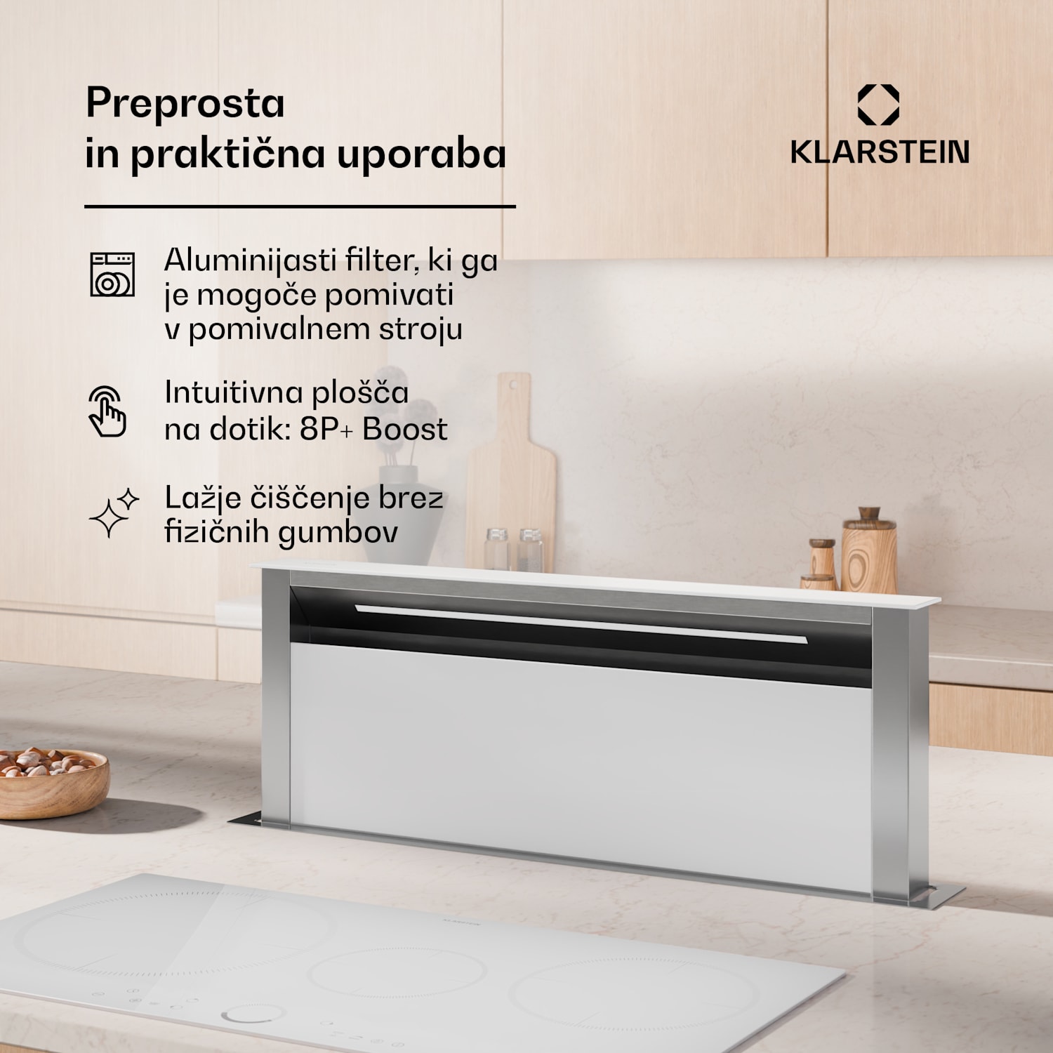 Napa Royal Flush Eco, Izvlečna, 714 m³/h, Boost, Upravljanje na dotik, EEK A++ 