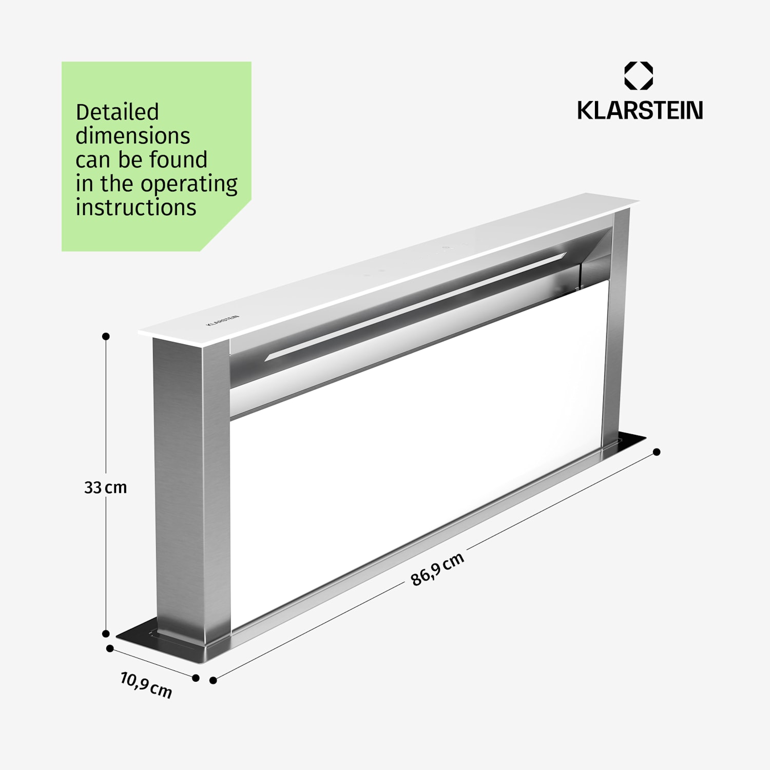 Royal Flush Eco extractor hood | retractable | 713.8 m³/h | boost | touch operation | EEC A++ 90 cm | White | Silver