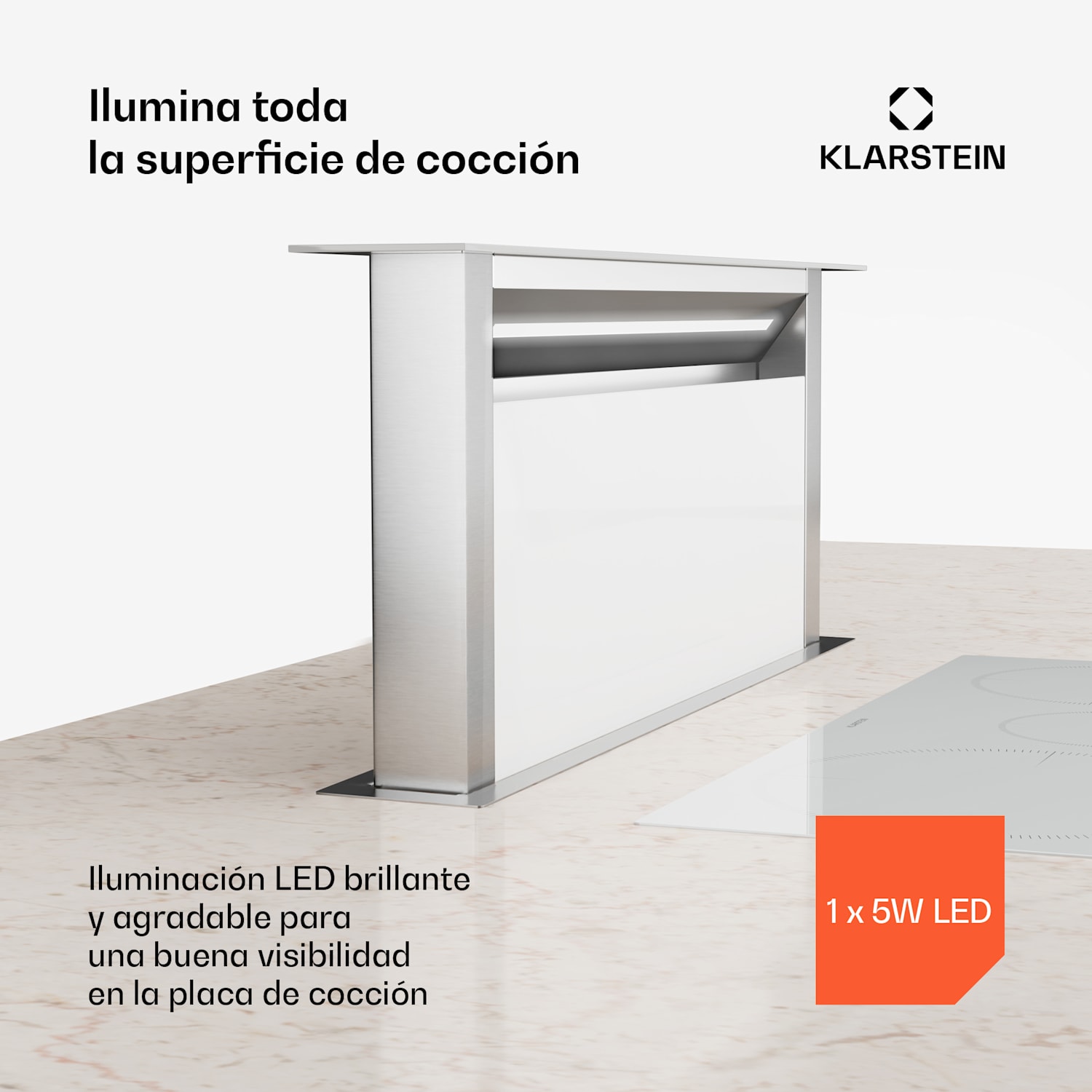 Campana extractora Royal Flush Eco | Retráctil | 713,8 m³/h | Boost | Funcionamiento táctil | CEE A++ 75 cm | Blanco | Acero Inoxidable