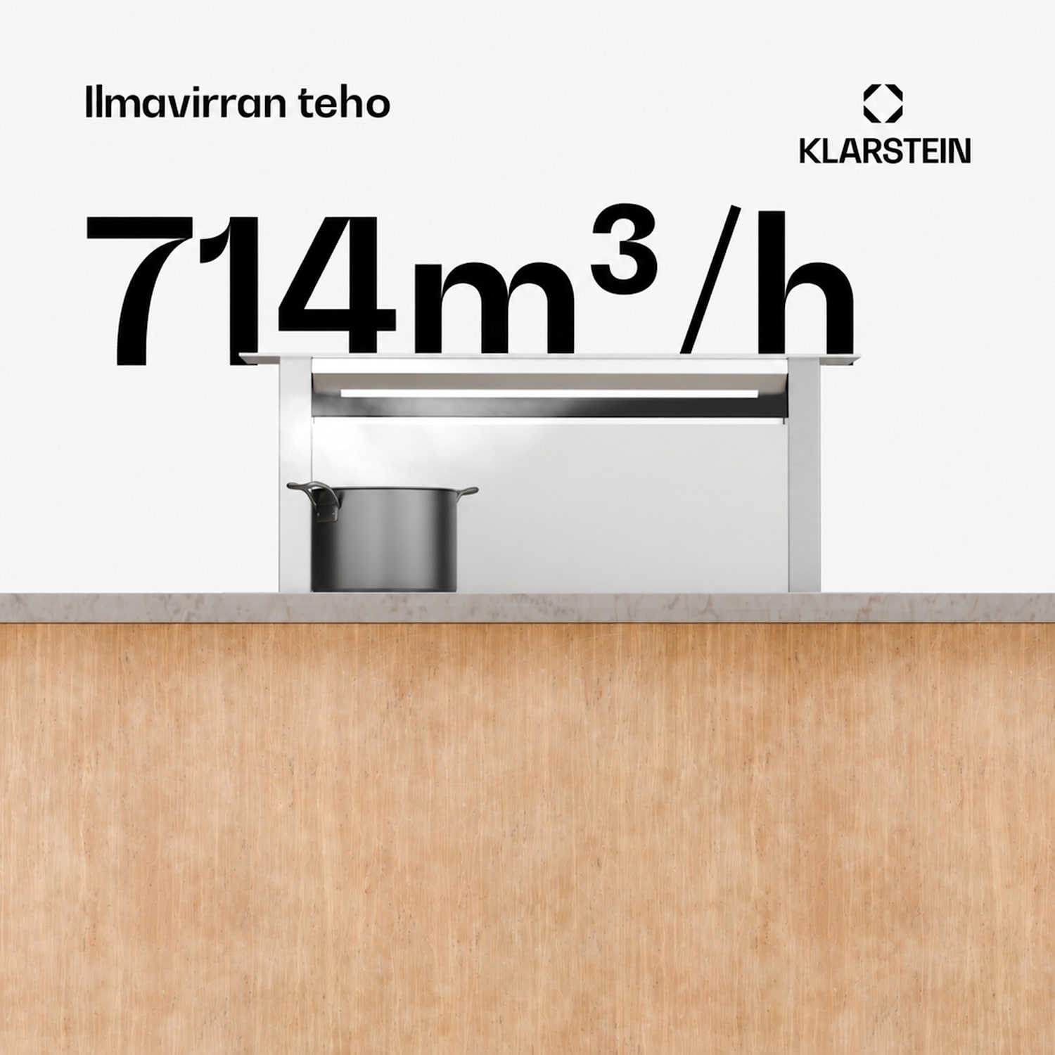 Royal Flush Eco-liesituuletin | upotettava | 714 m³/h | turbo | kosketusohjaus | energiatehokkuusluokka A++ 77 cm | Valkoinen | Hopea