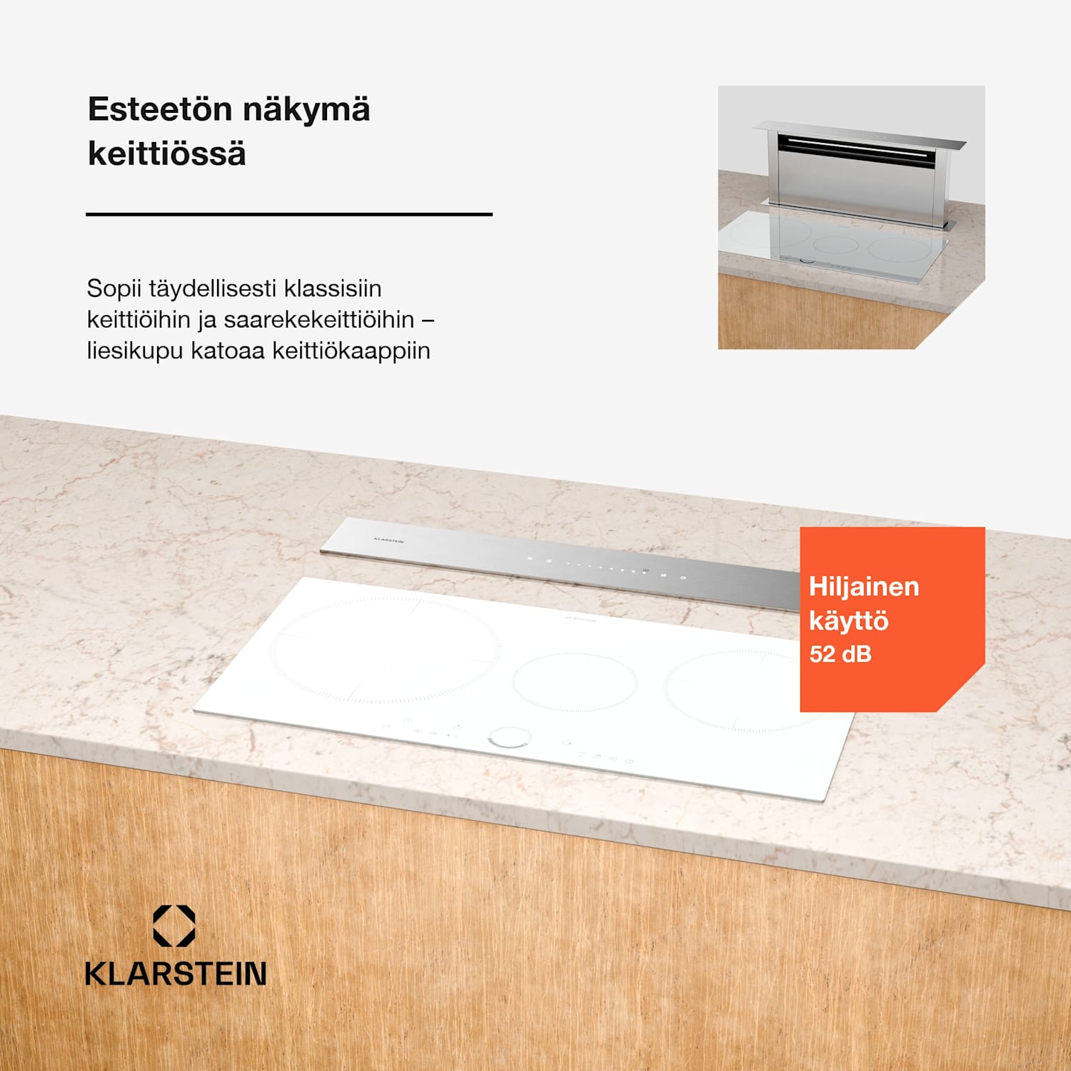 Royal Flush Eco-liesituuletin | upotettava | 604 m³/h | turbo | kosketusohjaus | energiatehokkuusluokka A++ 77 cm | Hopea | Hopea