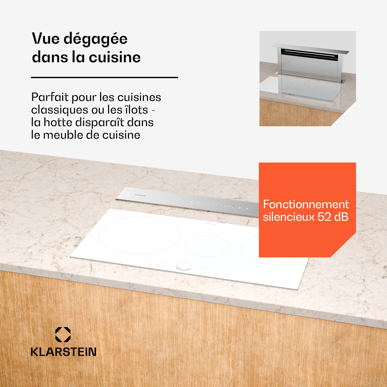 Royal Flush Eco Hotte aspirante | Escamotable | 713,8 m³/h | Boost | Commande tactile | CEE A++ 