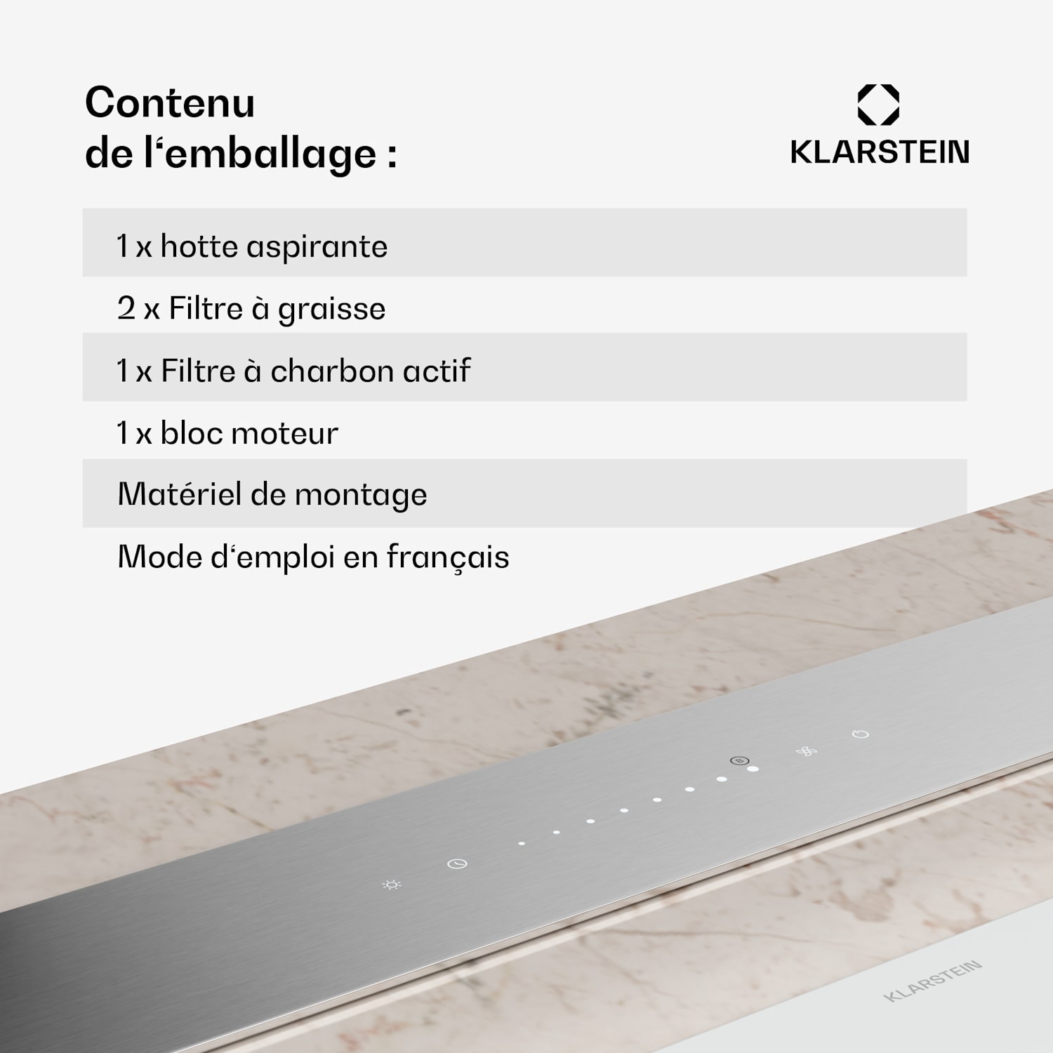 Royal Flush Eco Hotte aspirante | Escamotable | 713,8 m³/h | Boost | Commande tactile | CEE A++ 