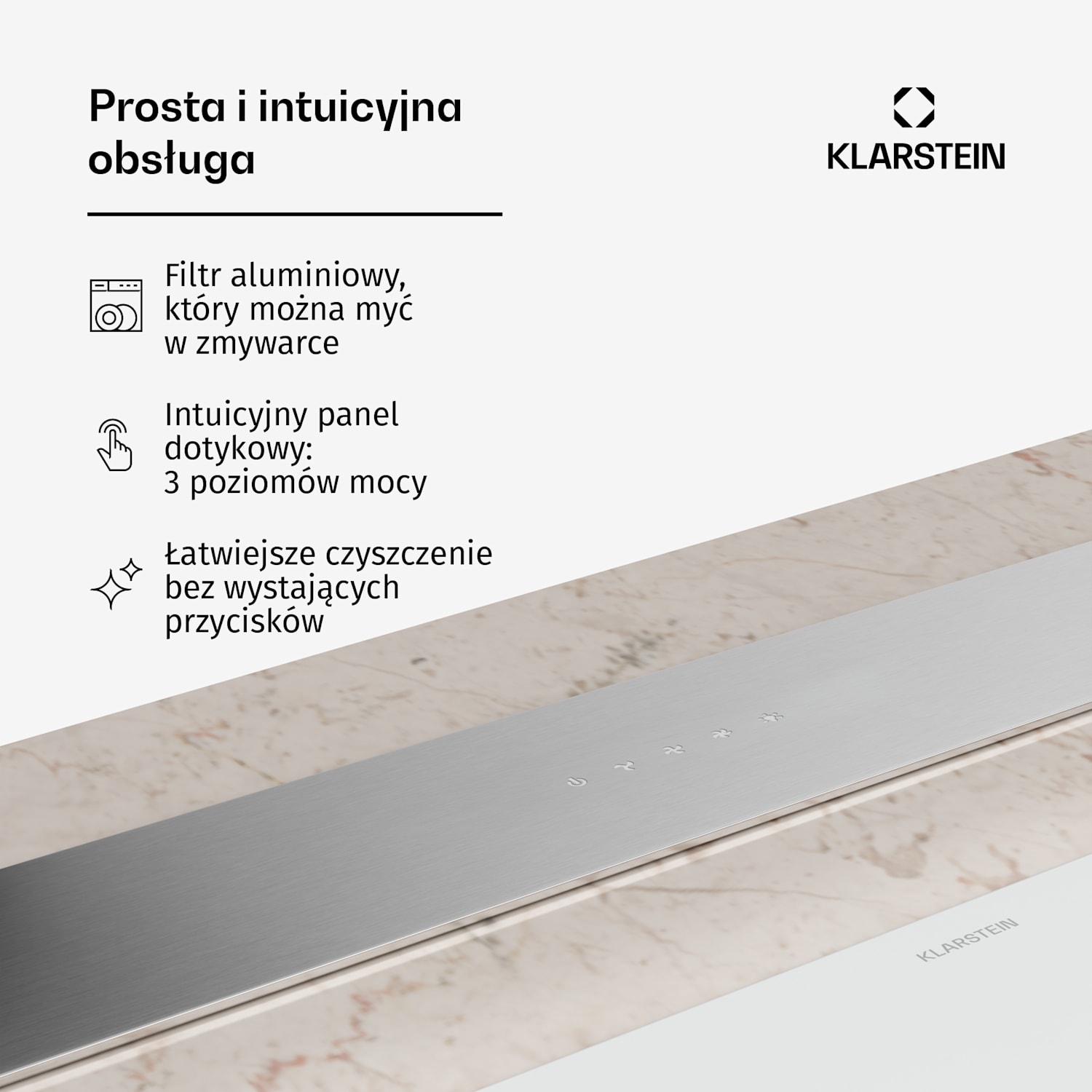 Royal Flush Eco okap blatowy, wysuwany, 604 m³/h, Boost, sterowanie dotykowe, klasa energetyczna A++ 77 cm | Srebrny | Srebrny