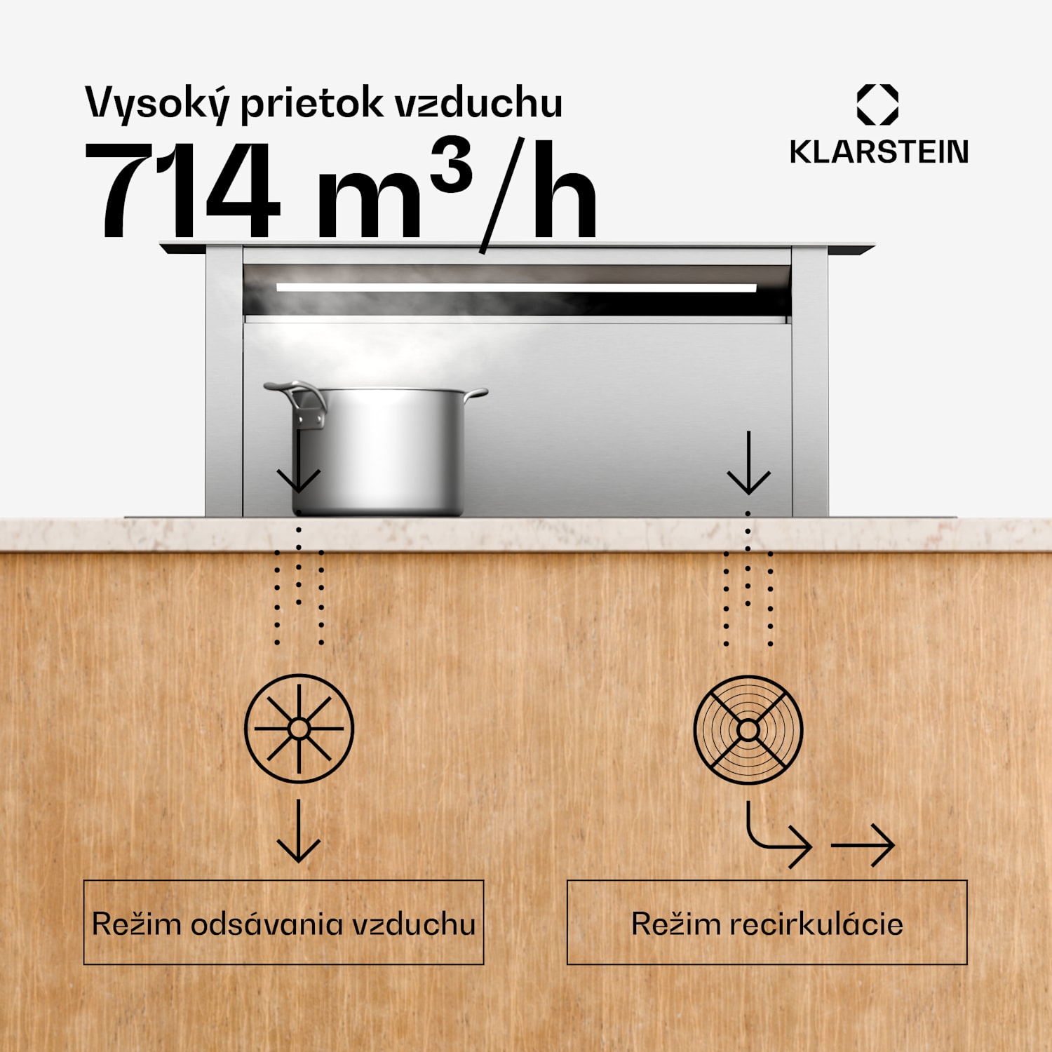 Royal Flush Eco digestor, Výsuvný, 714 m³/h, Boost, Dotykové ovládanie, EEK A++ 