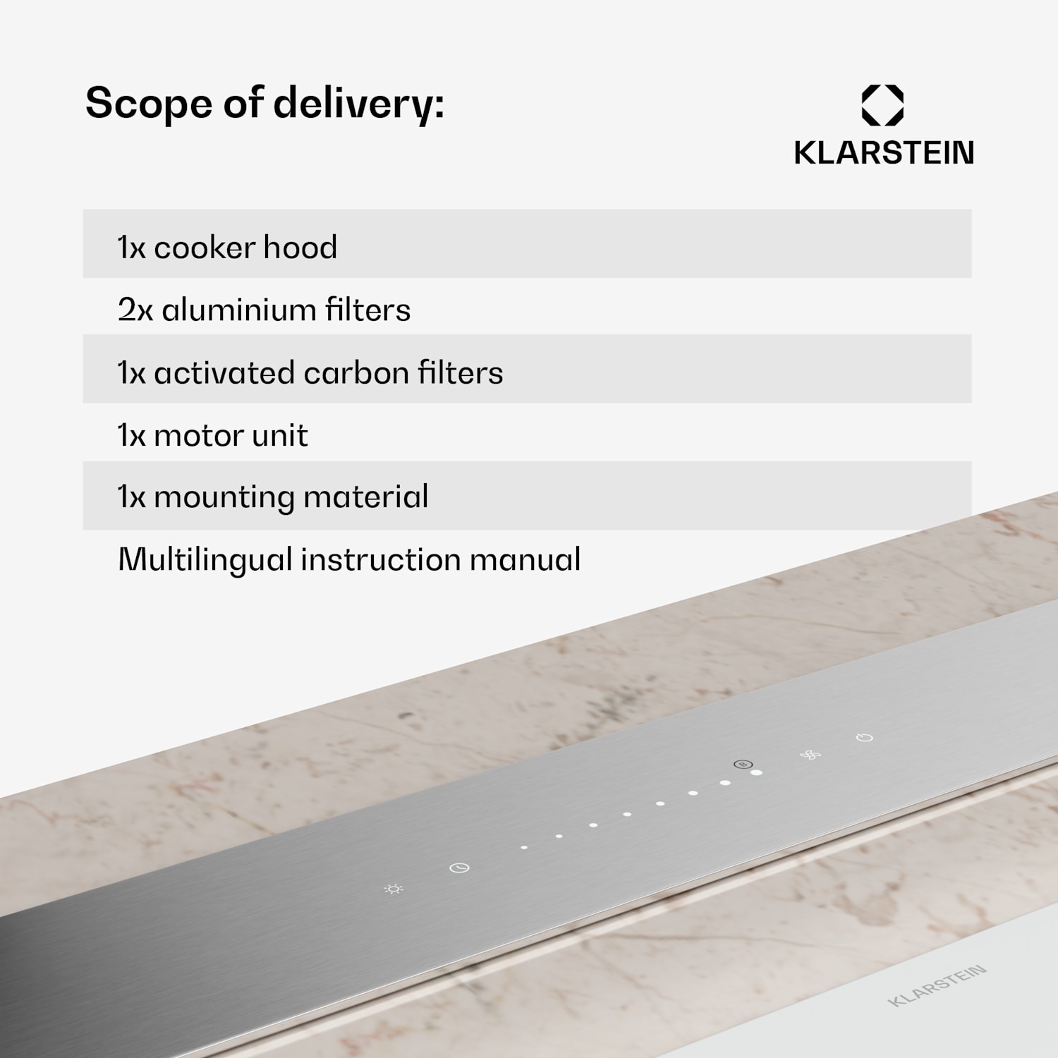 Royal Flush Eco afzuigkap | verzinkbaar | 713,8 m³/h | boost | touch bediening | EEK A++ 