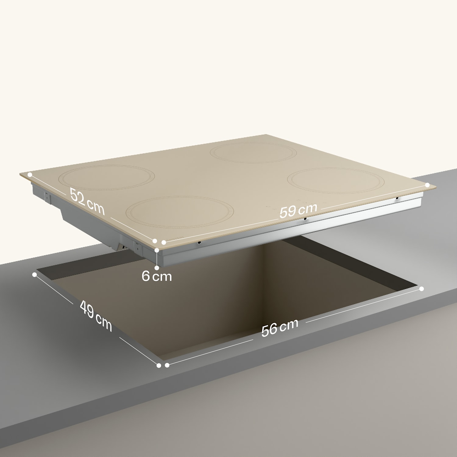 Victoria indukčná varná doska, 60 cm, 4 varné platne, posuvník, funkcia Boost 60 cm | Krémová