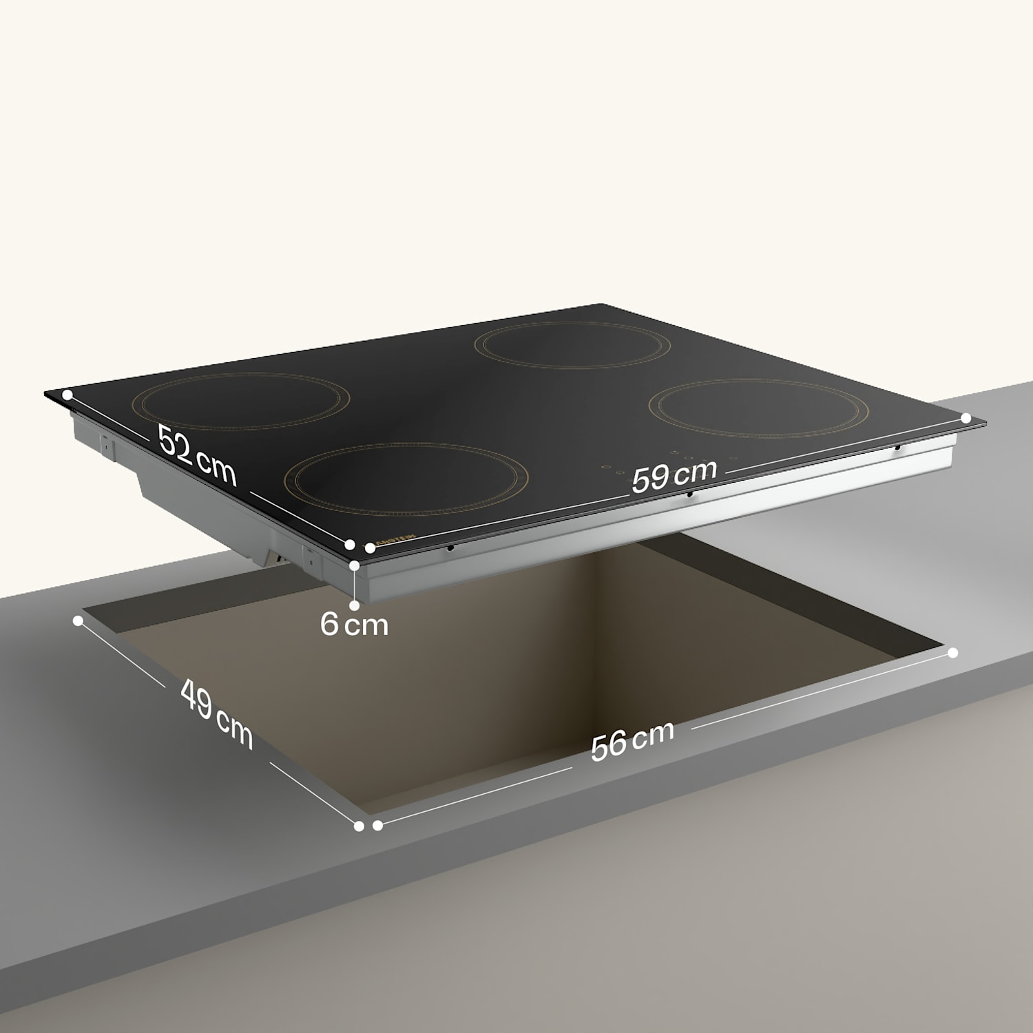 Victoria Table de cuisson à induction | 60 cm | 4 foyers | Curseur | Fonction Boost 