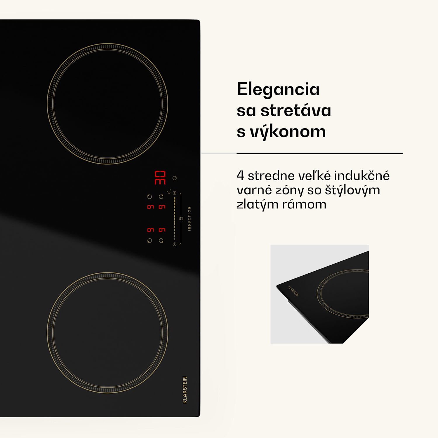 Victoria indukčná varná doska, 60 cm, 4 varné platne, posuvník, funkcia Boost 60 cm | Čierna