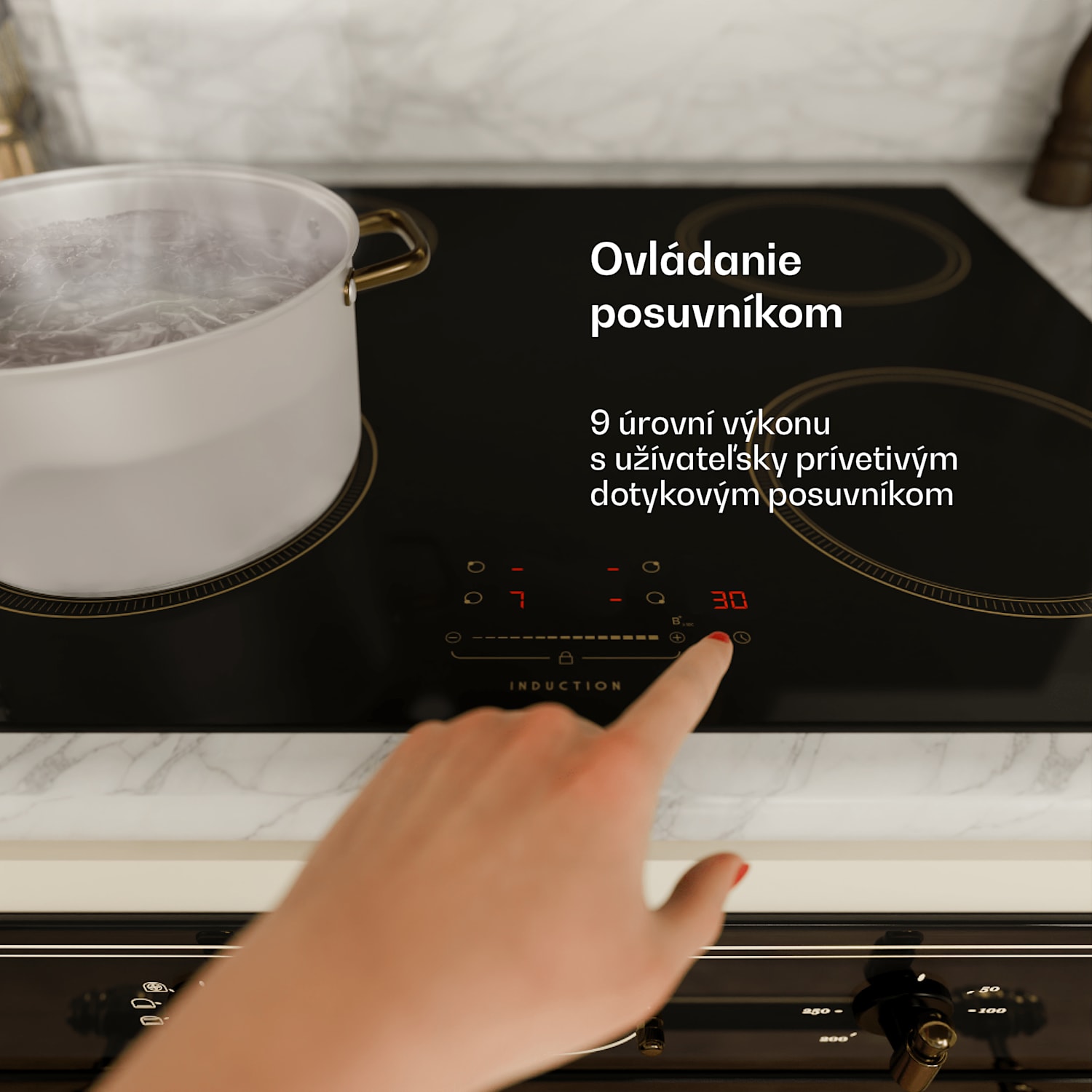 Victoria indukčná varná doska, 60 cm, 4 varné platne, posuvník, funkcia Boost 60 cm | Čierna