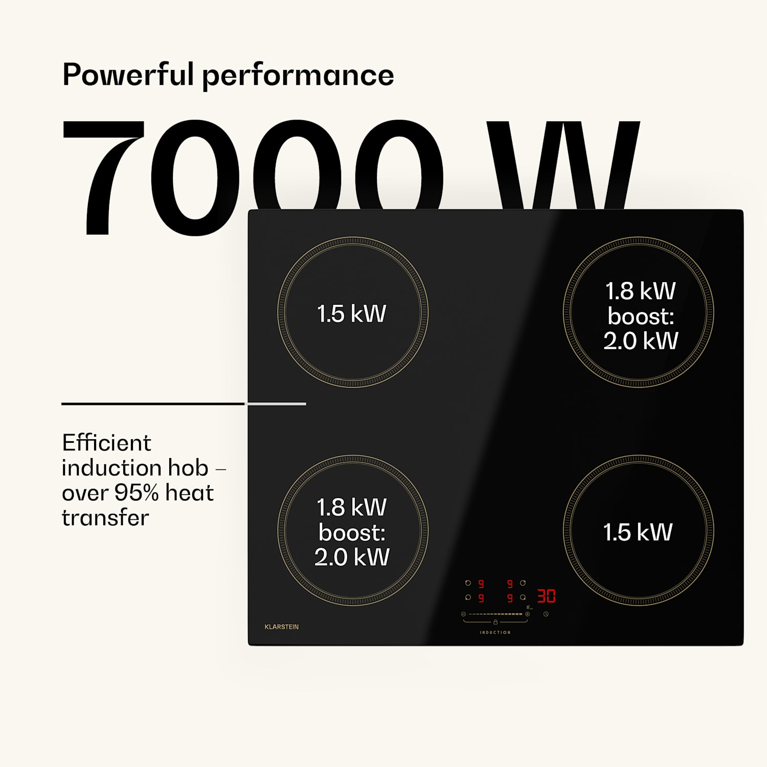 Placa de indução Victoria | 60 cm | 4 discos | barra deslizante | função boost 