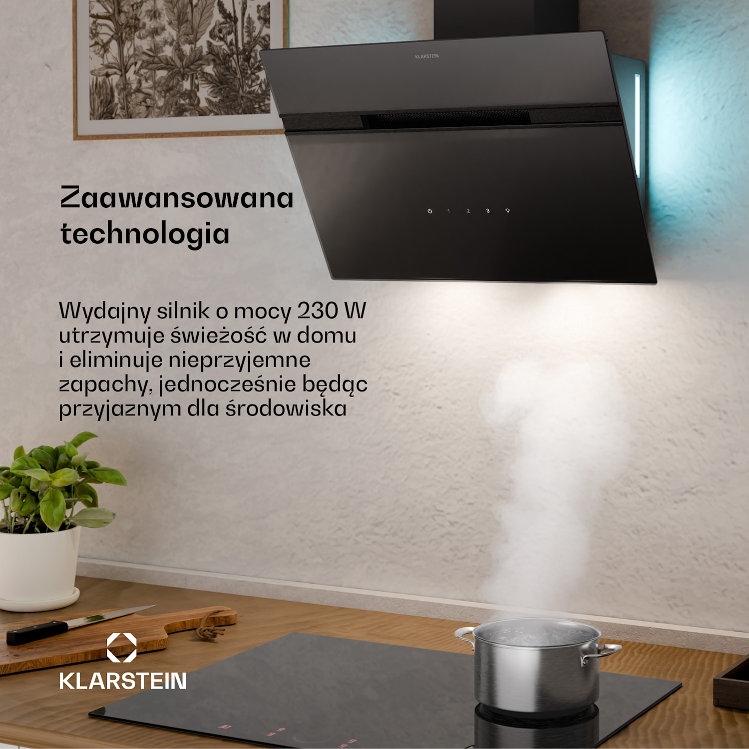 Alina okap kuchenny, klasa energetyczna A, dotykowy, oświetlenie LED, wyciąg/pochłaniacz, 600 m³/h 60 cm | Czarny