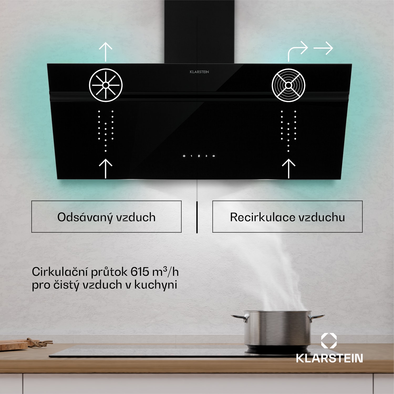 Digestoř Alina, EEK A, Dotykové, LED osvětlení, Odsávání/recirkulace, 615 m³/h 