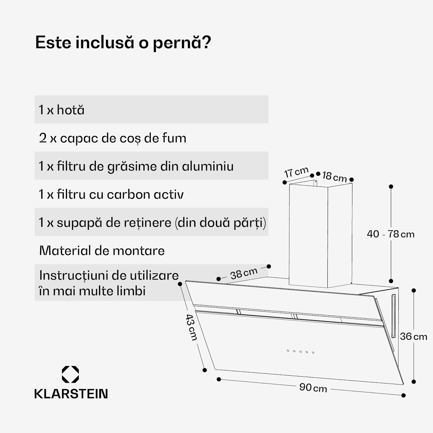Hota Alina, EEK A, Touch, Iluminare cu LED-uri, Extracție/recirculare, 615 m³/h 