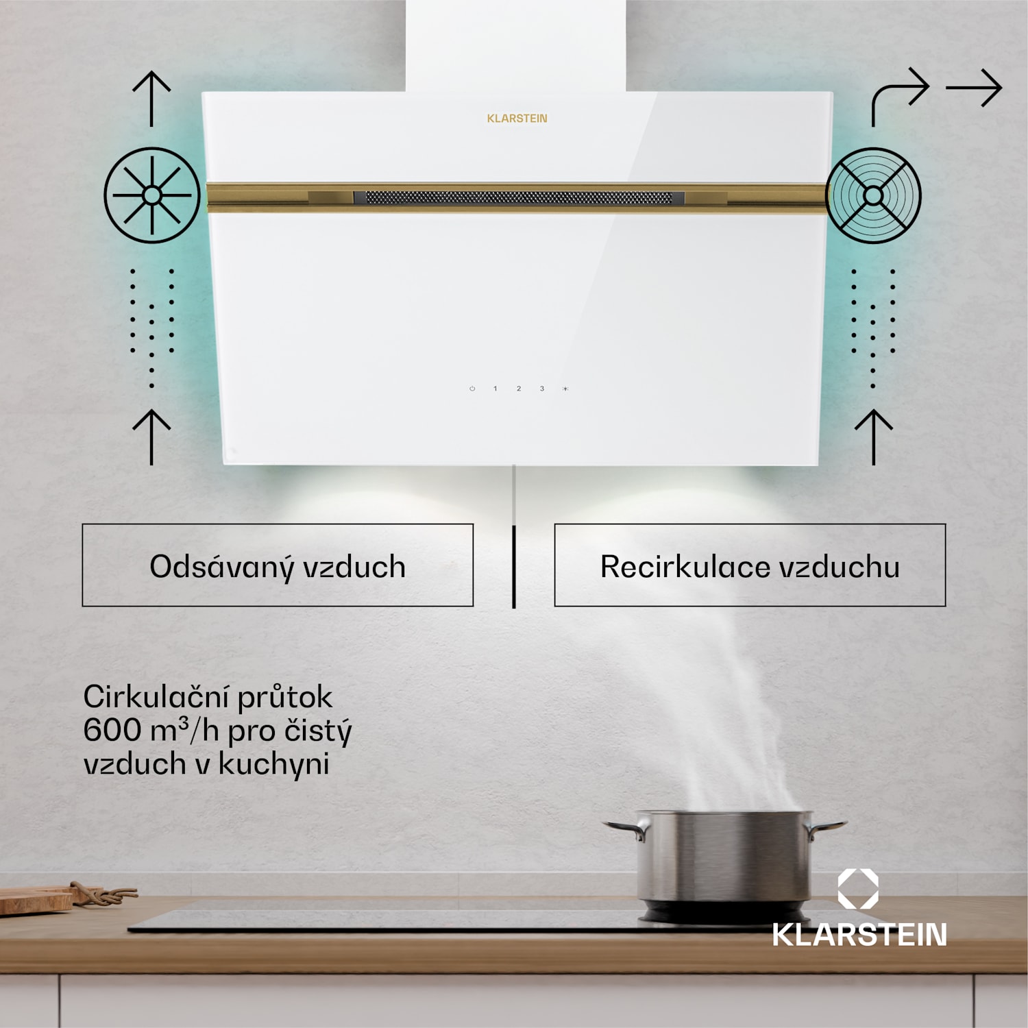 Digestoř Alina, EEK A, Dotykové, LED osvětlení, Odsávání/recirkulace, 600 m³/h 