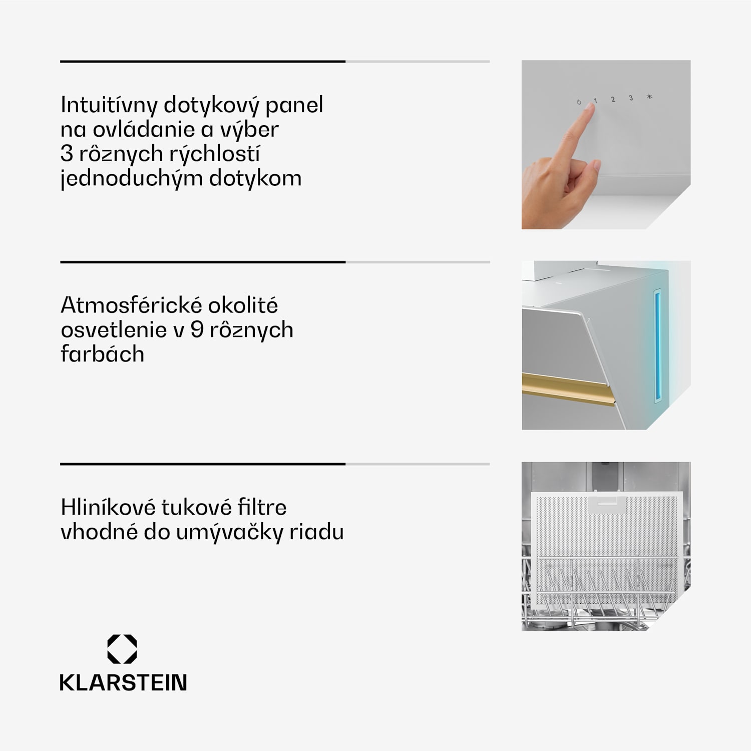 Alina digestor, EEK A, Dotykový, LED osvetlenie, Odsávanie/recirkulácia, 600 m³/h 60 cm | Biela / Starožitná zlatá metalíza