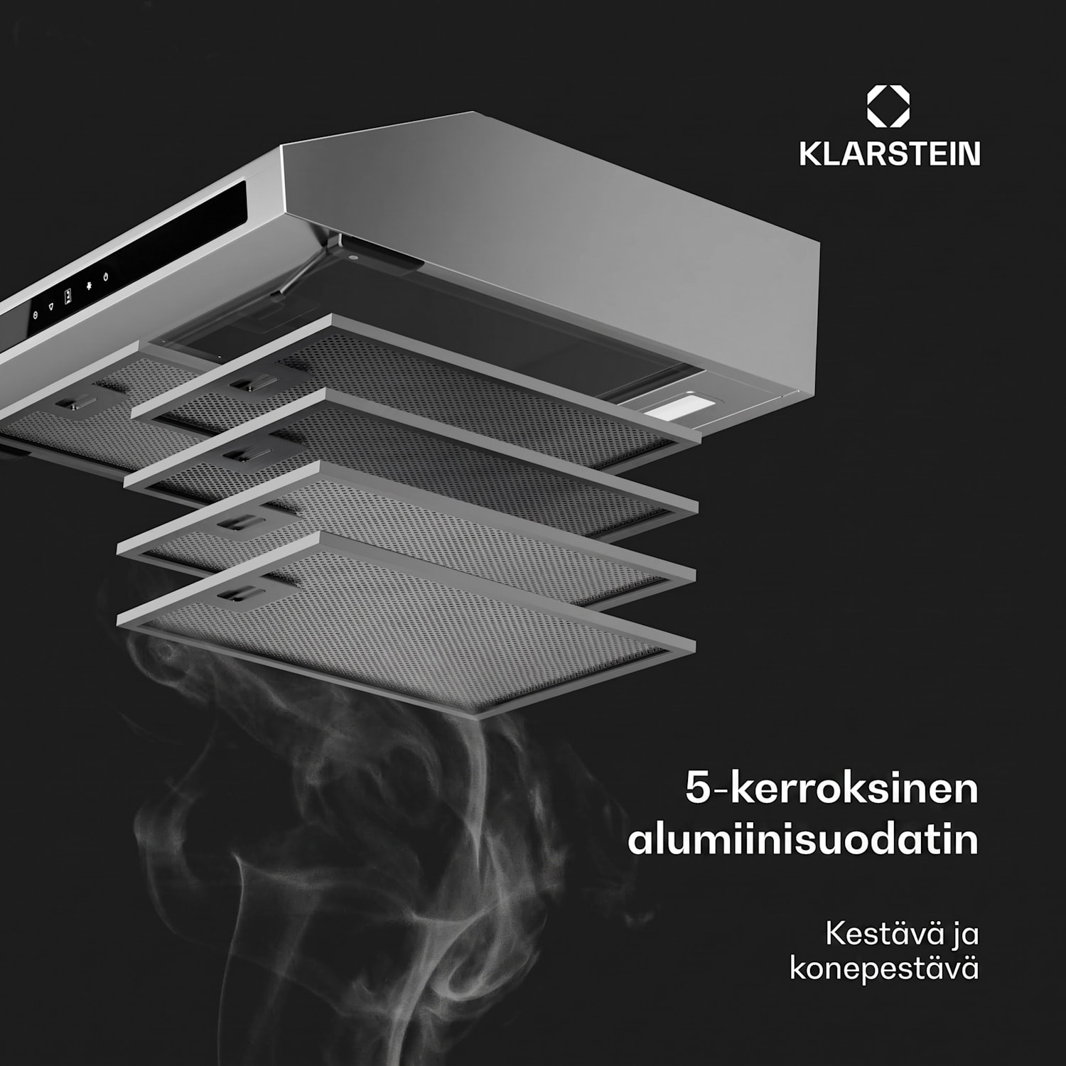 Purista Force -liesituuletin | kompakti | 343 m³/h | energiatehokkuusluokka C | kaksoismoottoritekniikka Ruostumaton Teräs