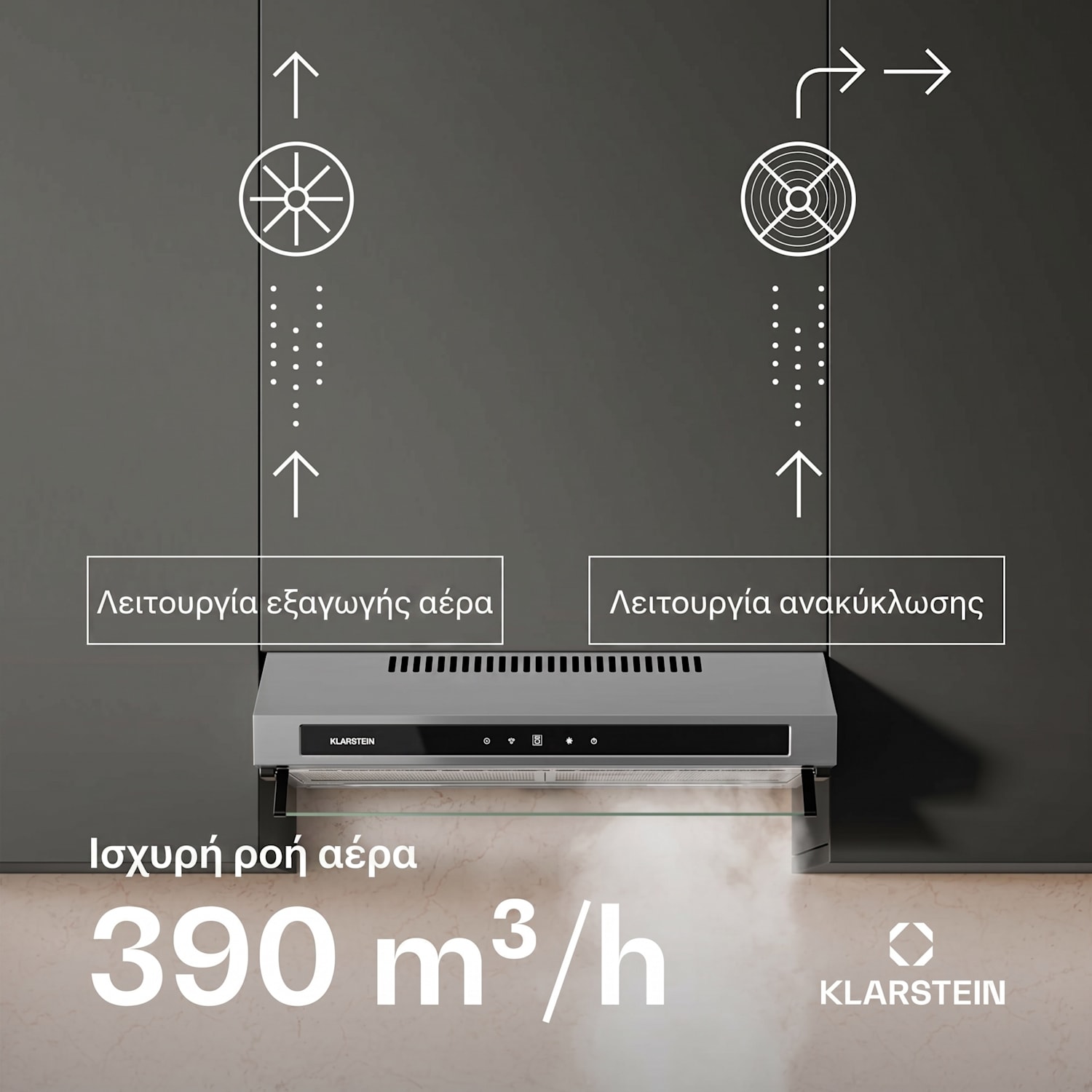 Purista Force απορροφητήρας, Συμπαγής, 384,8 m³/h, EEK C, Τεχνολογία δύο κινητήρων 60 εκ | Stainless Steel