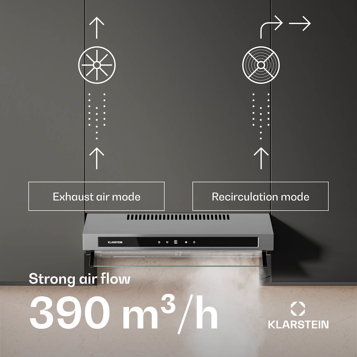 Purista Force -liesituuletin | kompakti | 384,8 m³/h | energiatehokkuusluokka C | kaksoismoottoritekniikka 60 cm | Ruostumaton Teräs