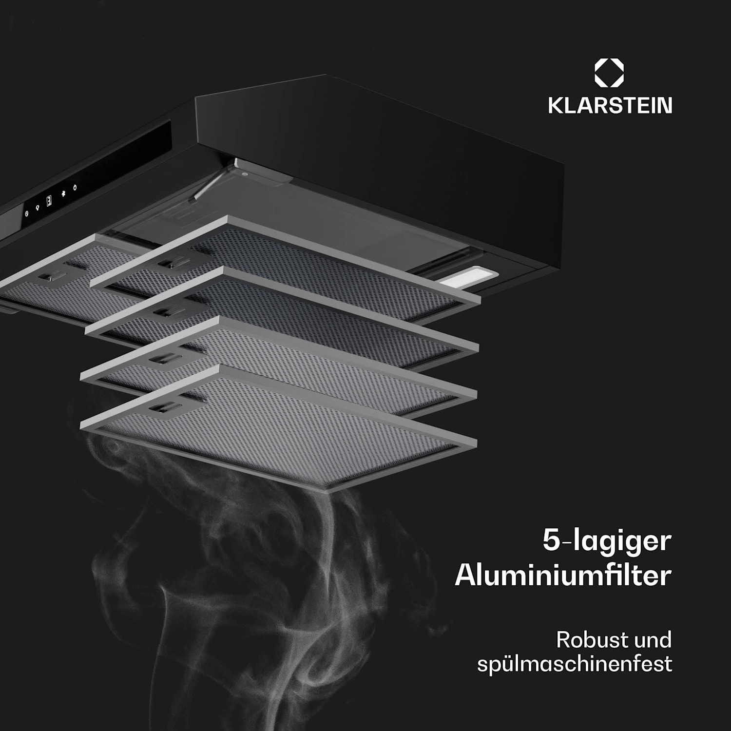 Purista Force Hotte aspirante | Compacte | 384,8 m³/h | CEE C | Technologie à double moteur 60 cm | Noir