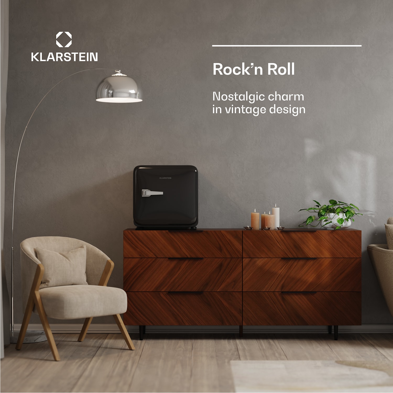 Audrey Evo minijääkaappi | 43 l | retro design | hiljainen | kompakti | 3 väriä 43 l | Musta