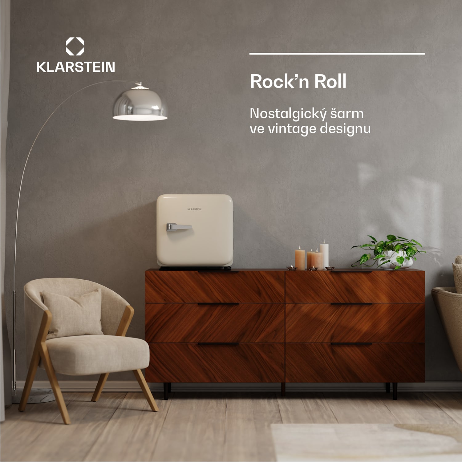 Audrey Evo mini lednice| 43 l, retro design, tichá, kompaktní, 3 barvy 43 litrů | Krémová