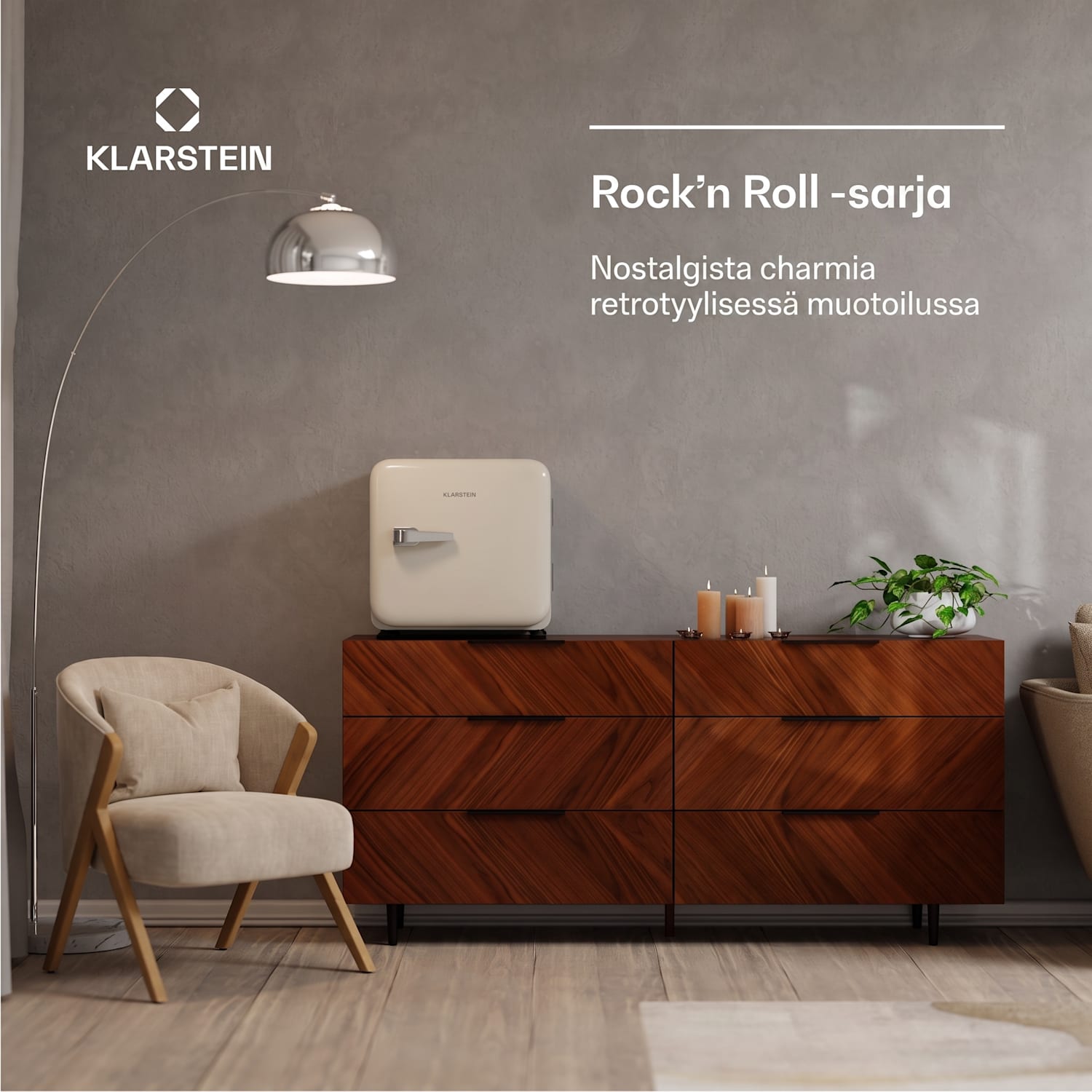Audrey Evo minijääkaappi | 43 l | retro design | hiljainen | kompakti | 3 väriä 43 L | Kerma